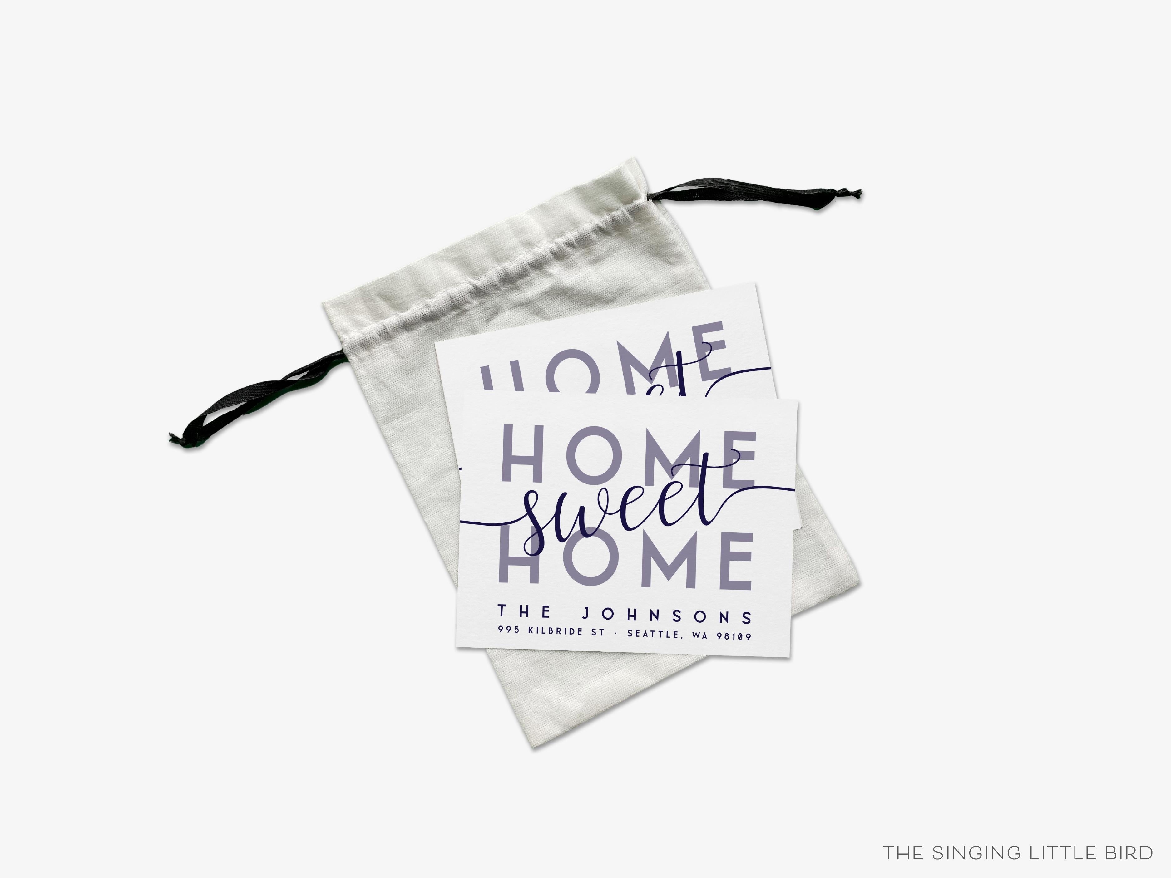 Home Sweet Home Moving Announcement-These personalized flat change of address cards are 4.25x5.5 and feature our hand-painted watercolor Home Sweet Home text, printed in the USA on 120lb textured stock. They come with your choice of envelopes and make great moving announcements for the new homeowner.-The Singing Little Bird