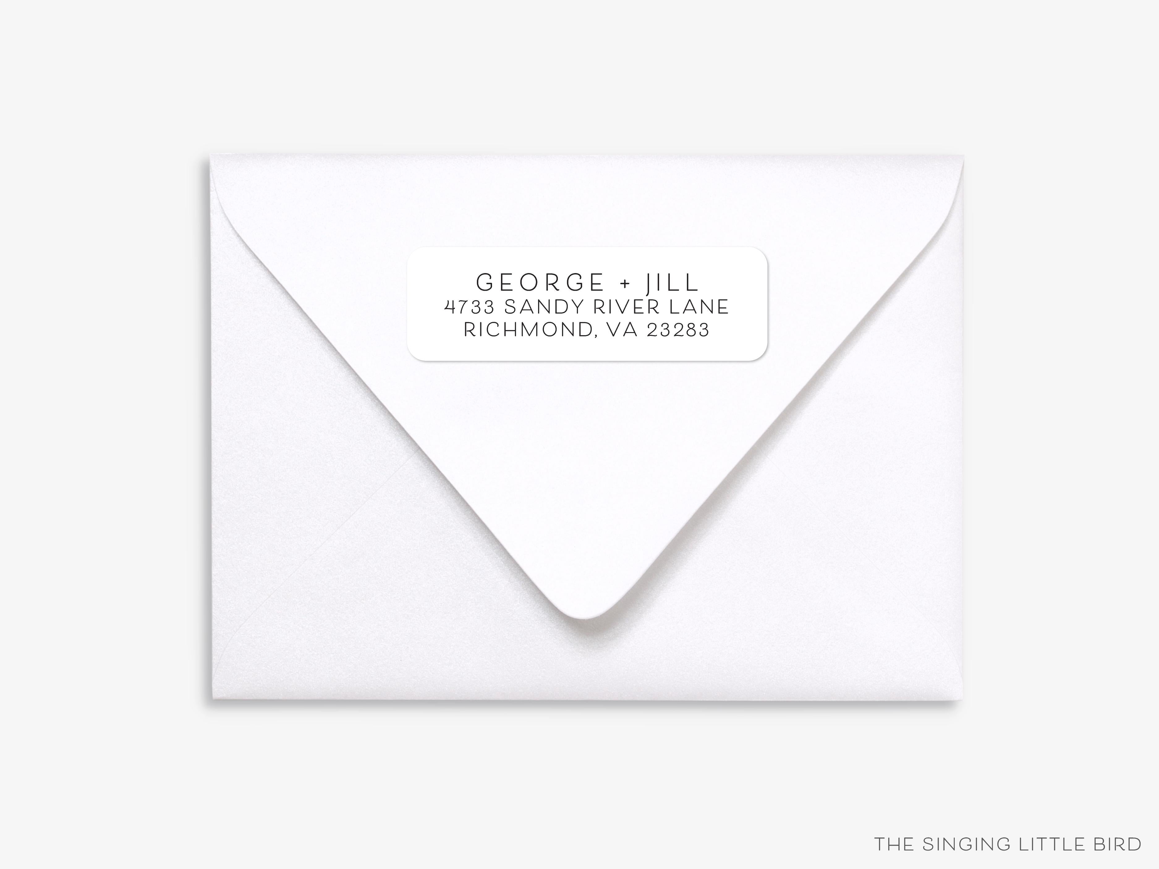 Minimalist Return Address Labels- These personalized return address labels are 2.625" x 1" and feature our simple text, printed in the USA on beautiful matte finish labels. These make great gifts for yourself or the modern lover. -The Singing Little Bird