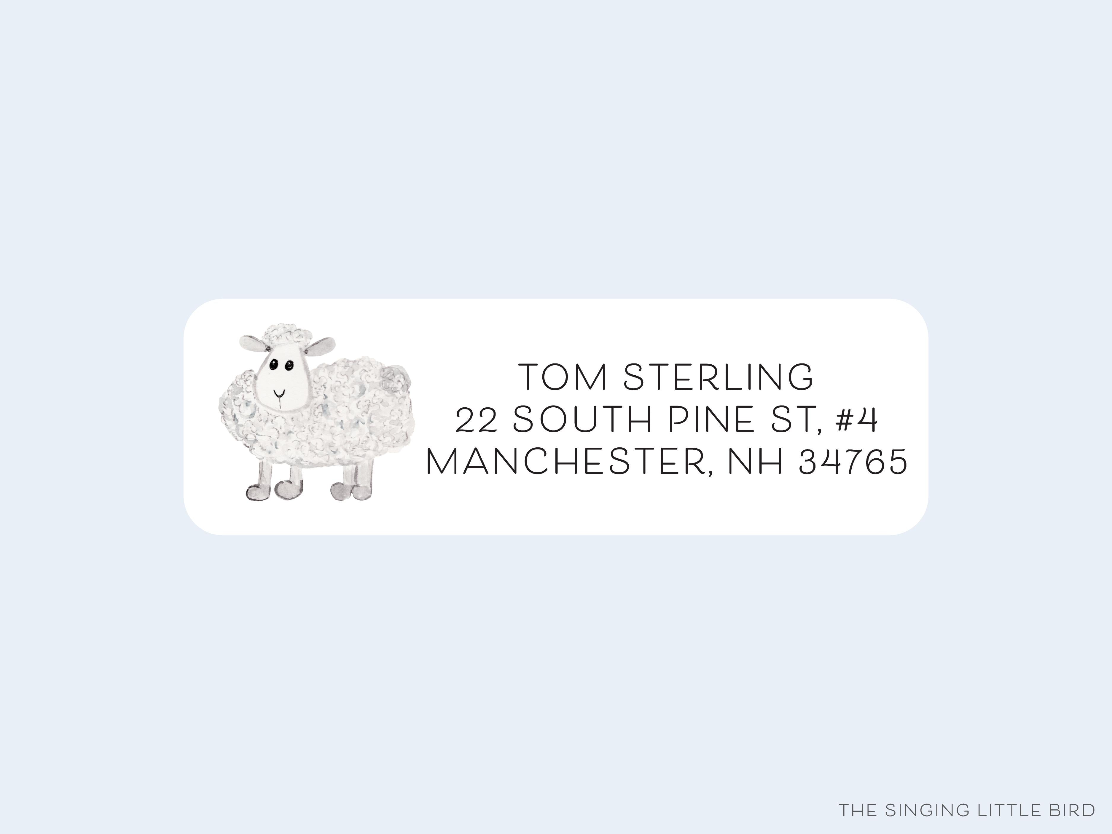 Sheep Return Address Labels- These personalized return address labels are 2.625" x 1" and feature our hand-painted watercolor sheep, printed in the USA on beautiful matte finish labels. These make great gifts for yourself or the farm animal lover. -The Singing Little Bird
