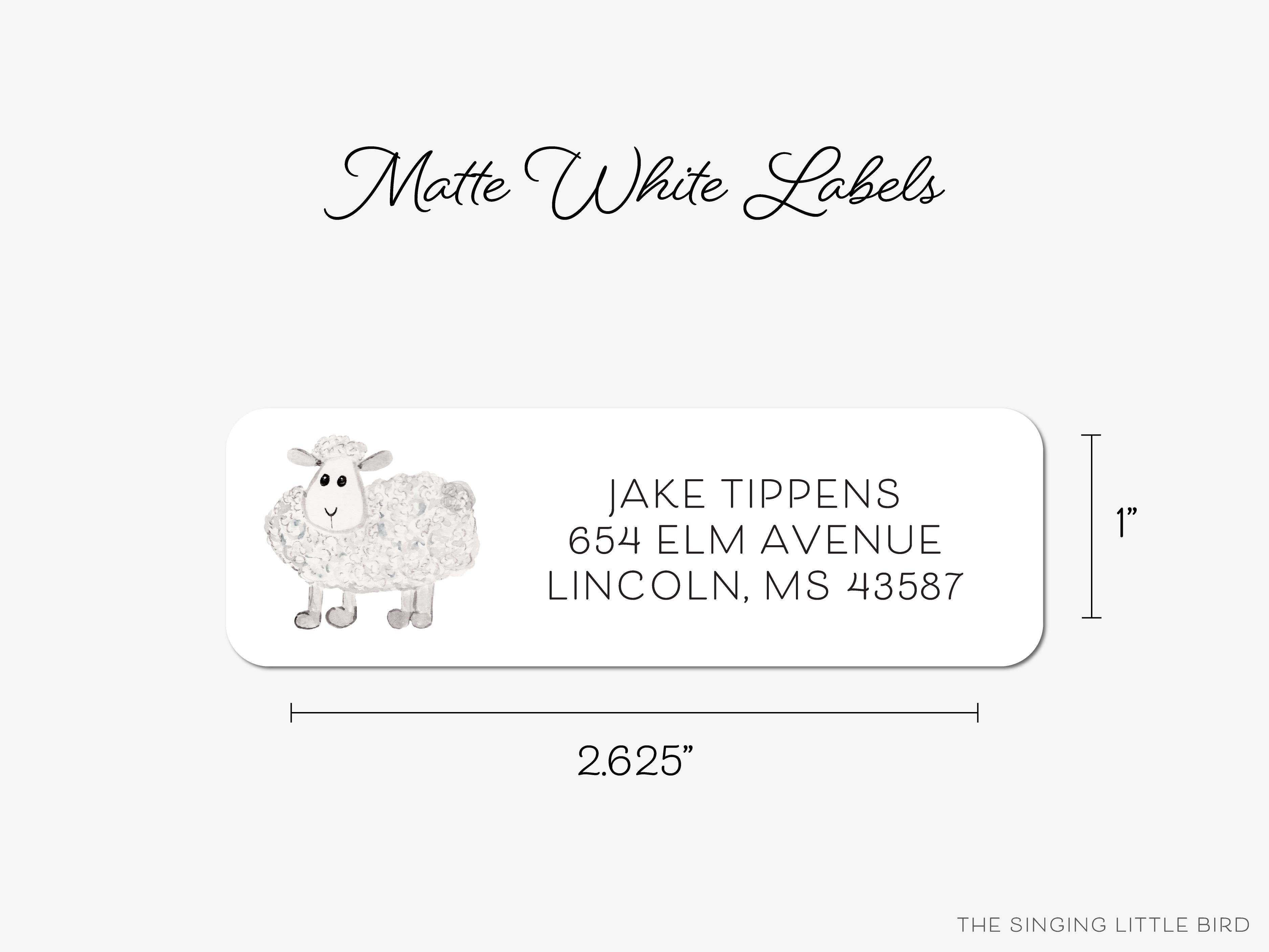 Sheep Return Address Labels- These personalized return address labels are 2.625" x 1" and feature our hand-painted watercolor sheep, printed in the USA on beautiful matte finish labels. These make great gifts for yourself or the farm animal lover. -The Singing Little Bird