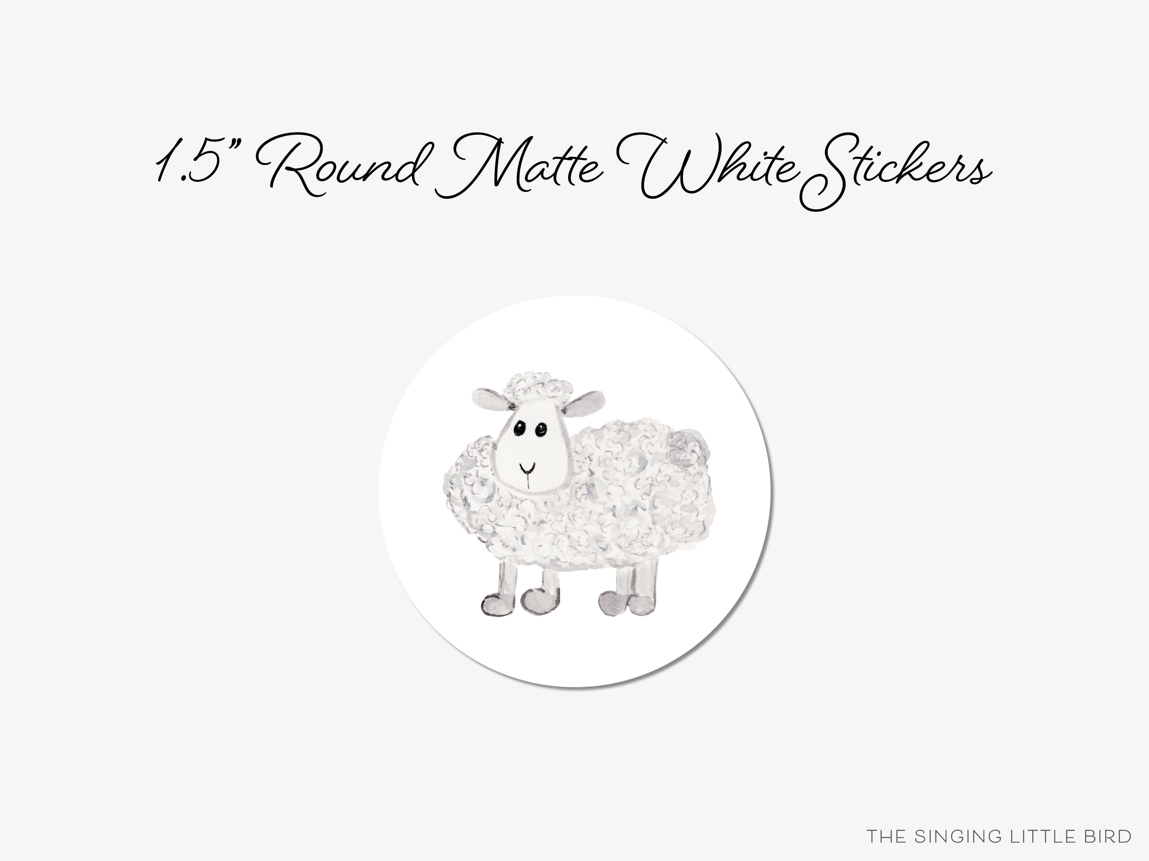 Sheep Round Stickers-These matte round stickers feature our hand-painted watercolor Sheep, making great envelope seals or gifts for the animal lover in your life.-The Singing Little Bird