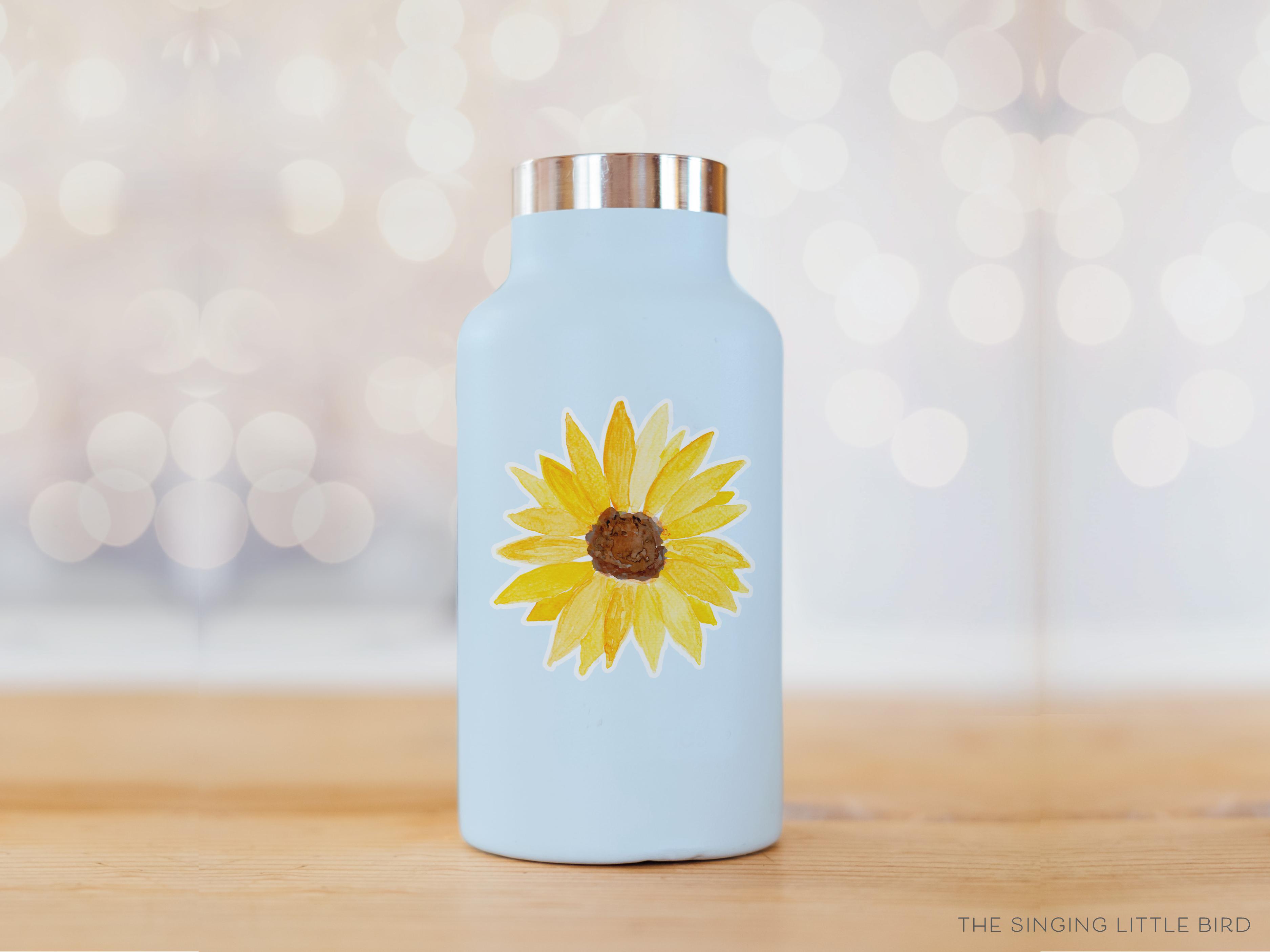 Sunflower Vinyl Sticker-These weatherproof die cut stickers feature our hand-painted watercolor Sunflower, making great laptop or water bottle stickers or gifts for the flower lover in your life.-The Singing Little Bird