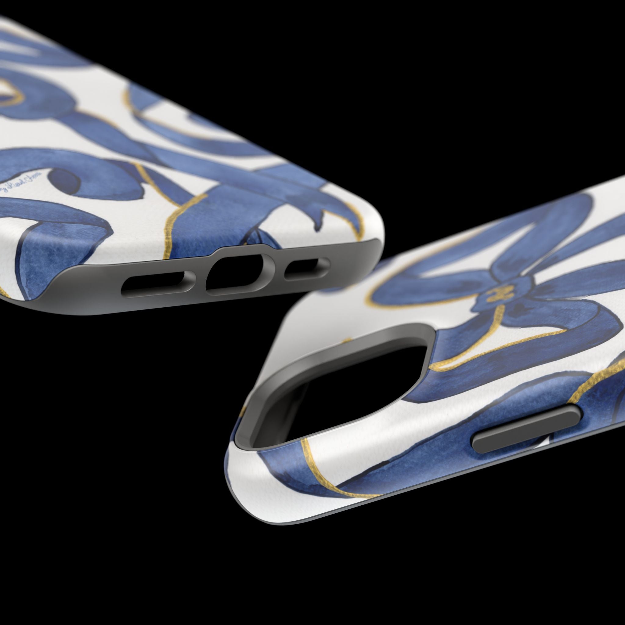 Navy Blue & White Bows MagSafe Tough Case [iPhone 13 - iPhone 16]