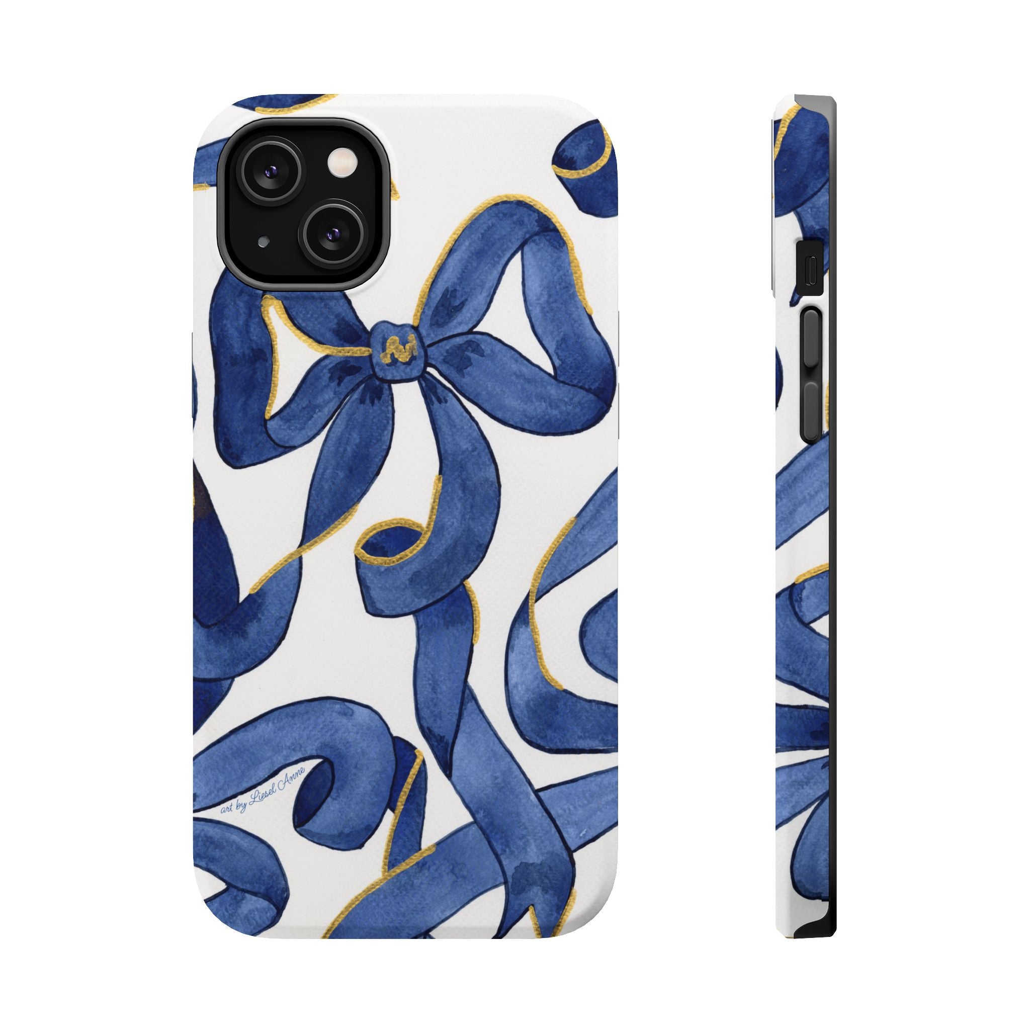 Navy Blue & White Bows MagSafe Tough Case [iPhone 13 - iPhone 16]
