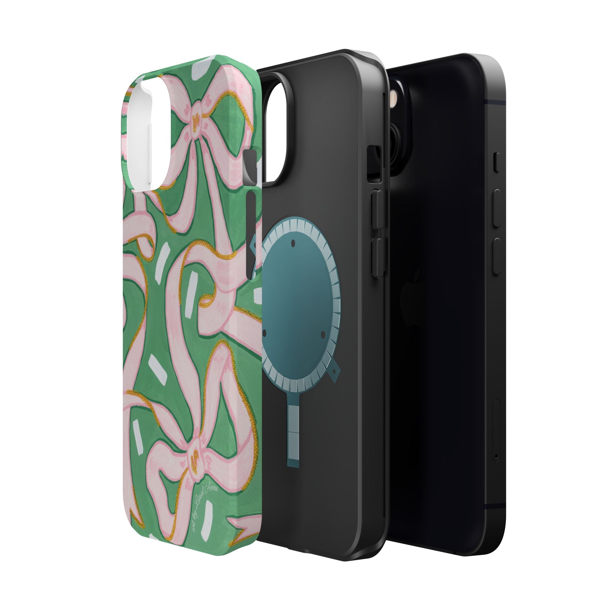 Pink & Green Bows MagSafe Tough Case [iPhone 13 - iPhone 16]