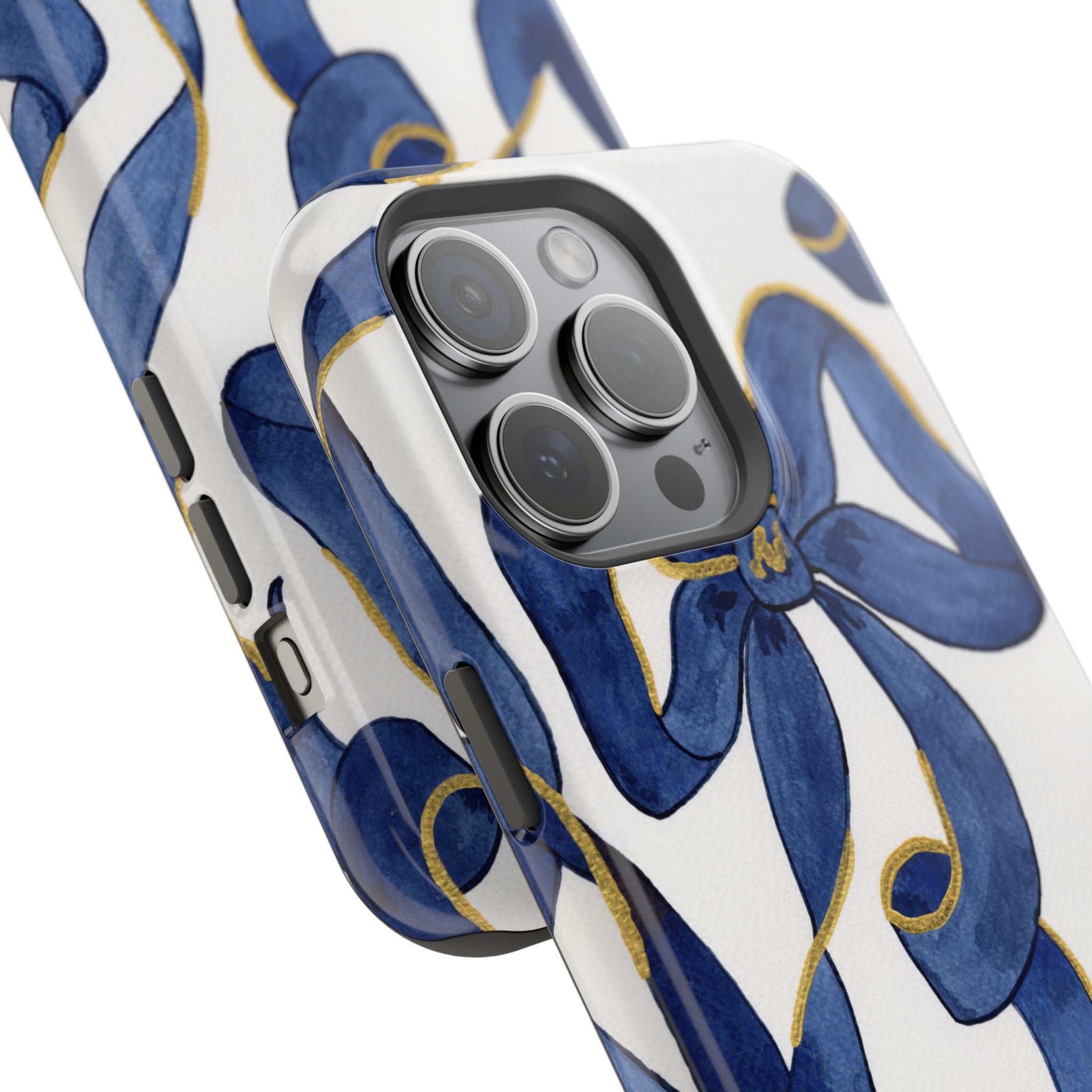 Navy Blue & White Bows MagSafe Tough Case [iPhone 13 - iPhone 16]