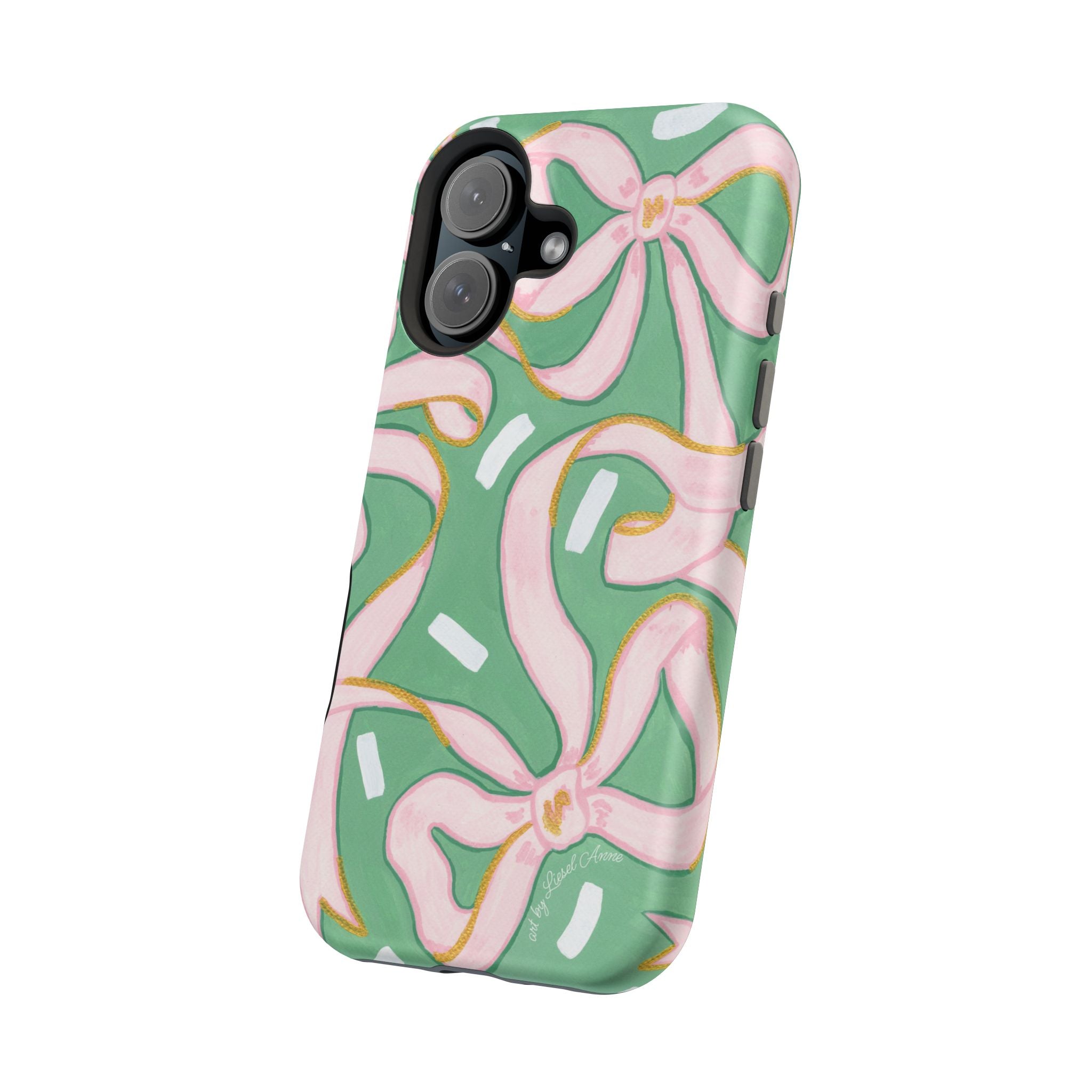 Pink & Green Bows MagSafe Tough Case [iPhone 13 - iPhone 16]