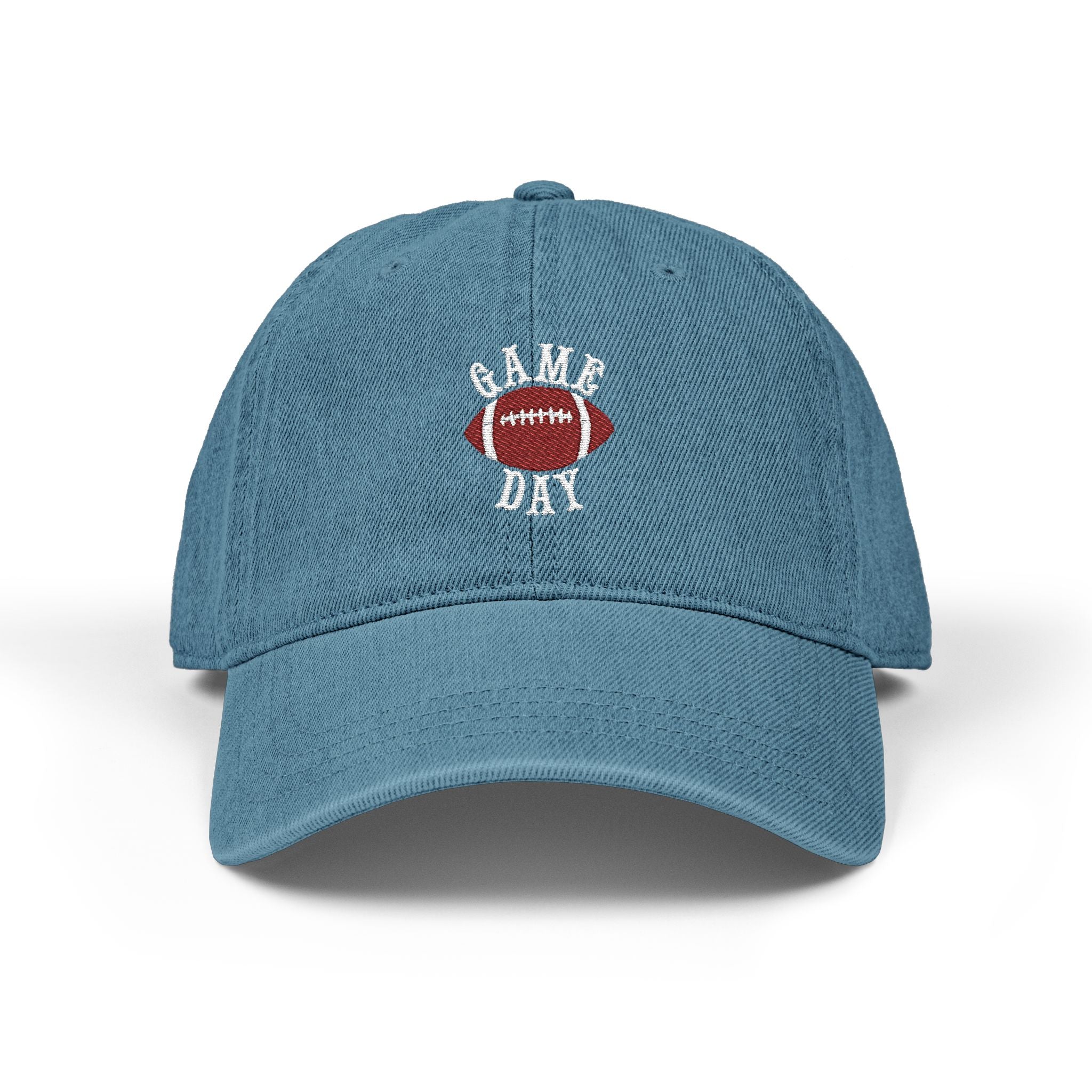 Football Game Day Cap, Denim Embroidered Football Hat