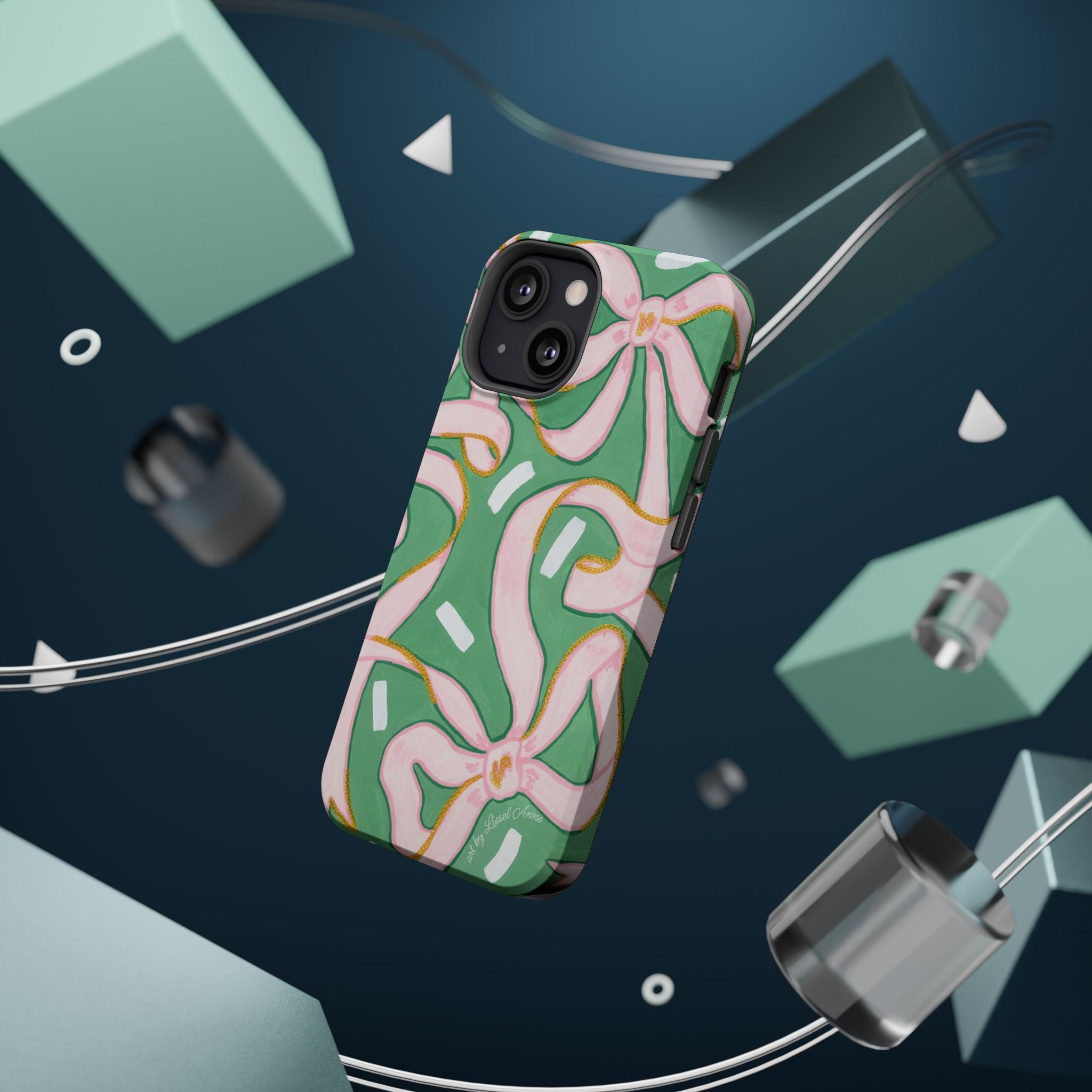 Pink & Green Bows MagSafe Tough Case [iPhone 13 - iPhone 16]