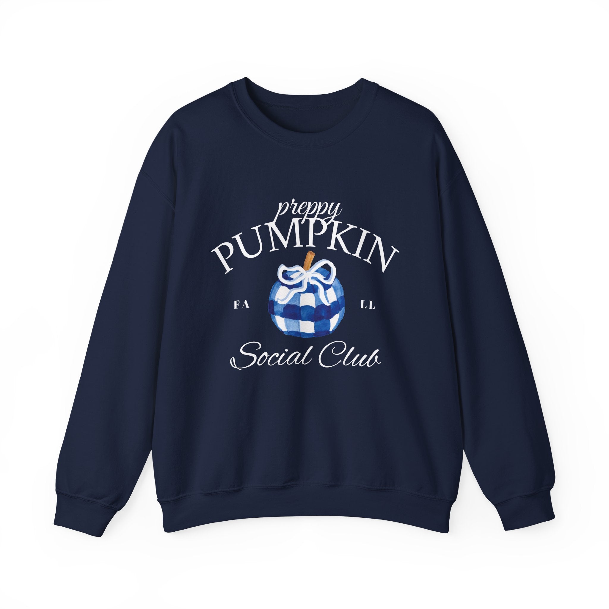Preppy Pumpkin Sweatshirt [Cozy Fall Crewneck & Gingham Pumpkin]
