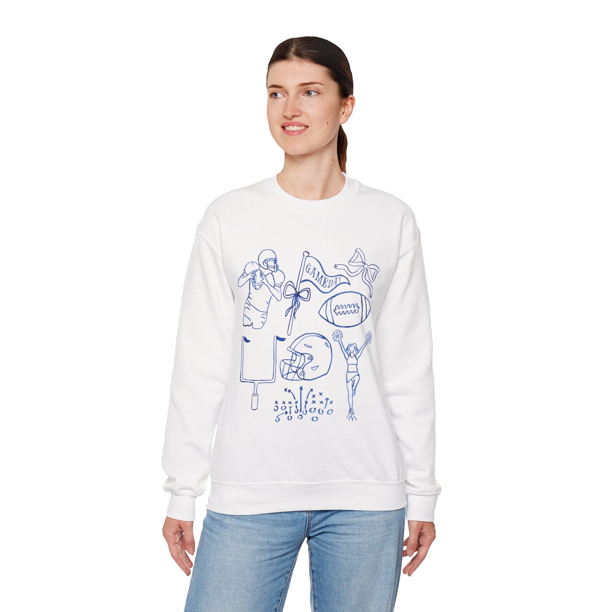 Blue & White Girly Football Gameday Sweatshirt
