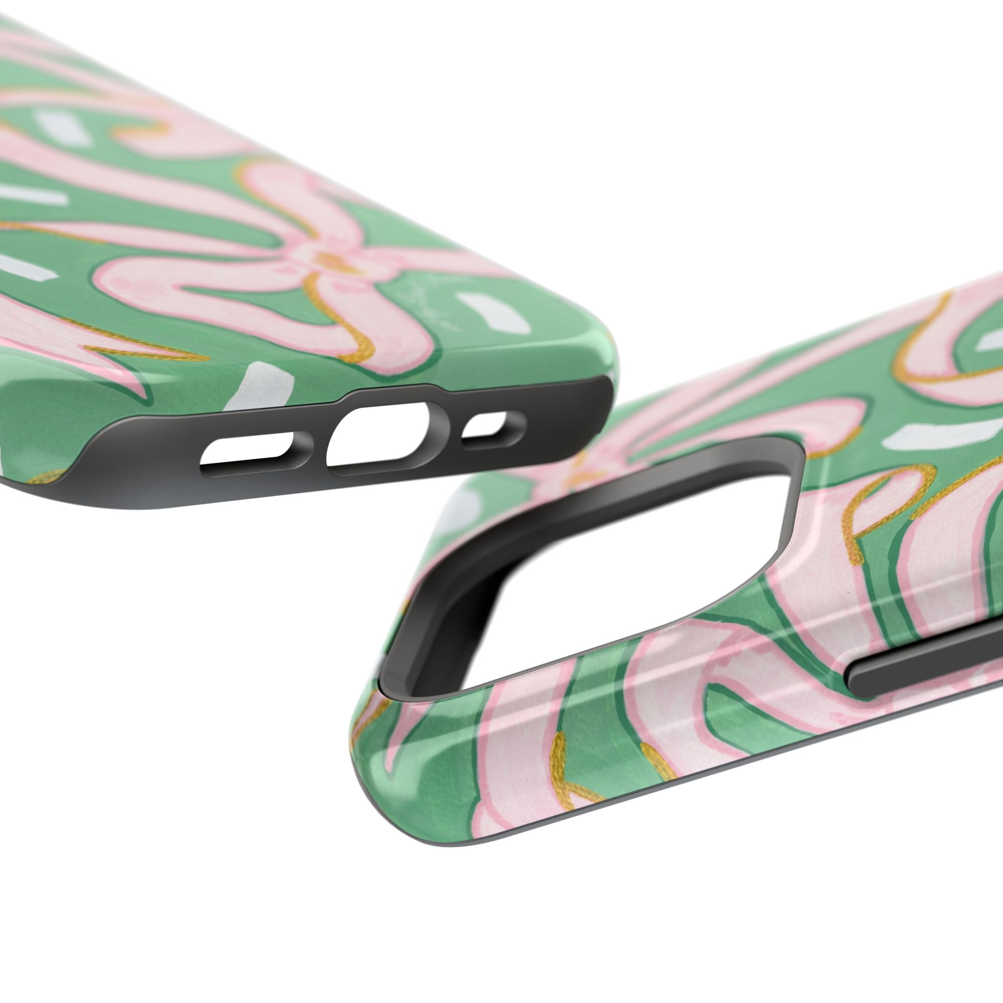 Pink & Green Bows MagSafe Tough Case [iPhone 13 - iPhone 16]