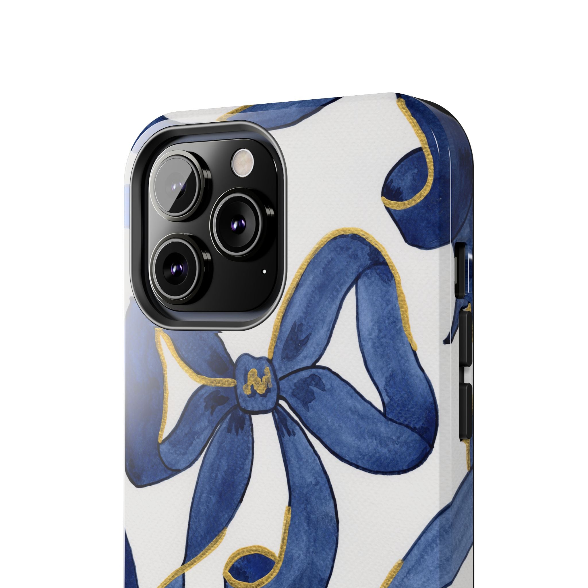 Navy Blue & White Bows Tough Case [iPhone 14 - iPhone 11]