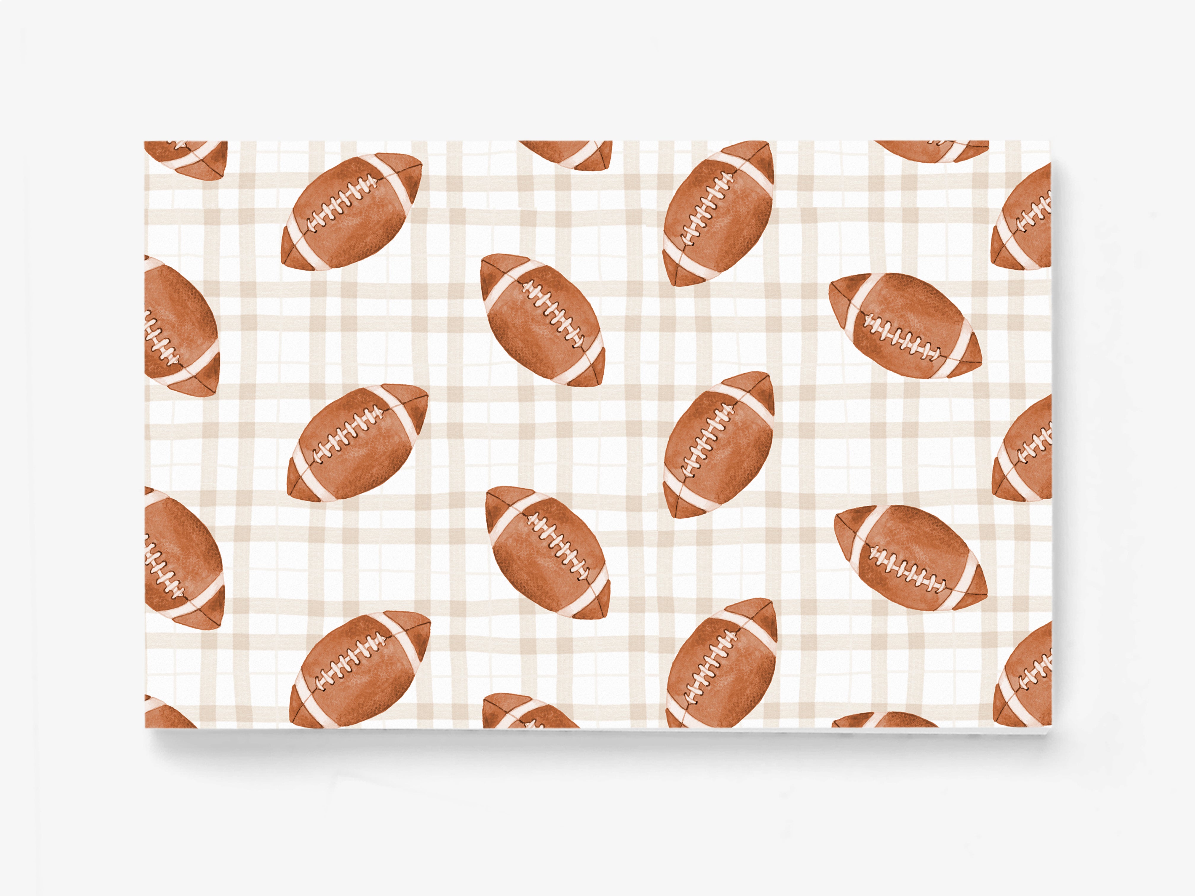 a repeating pattern of brown footballs on a white background.