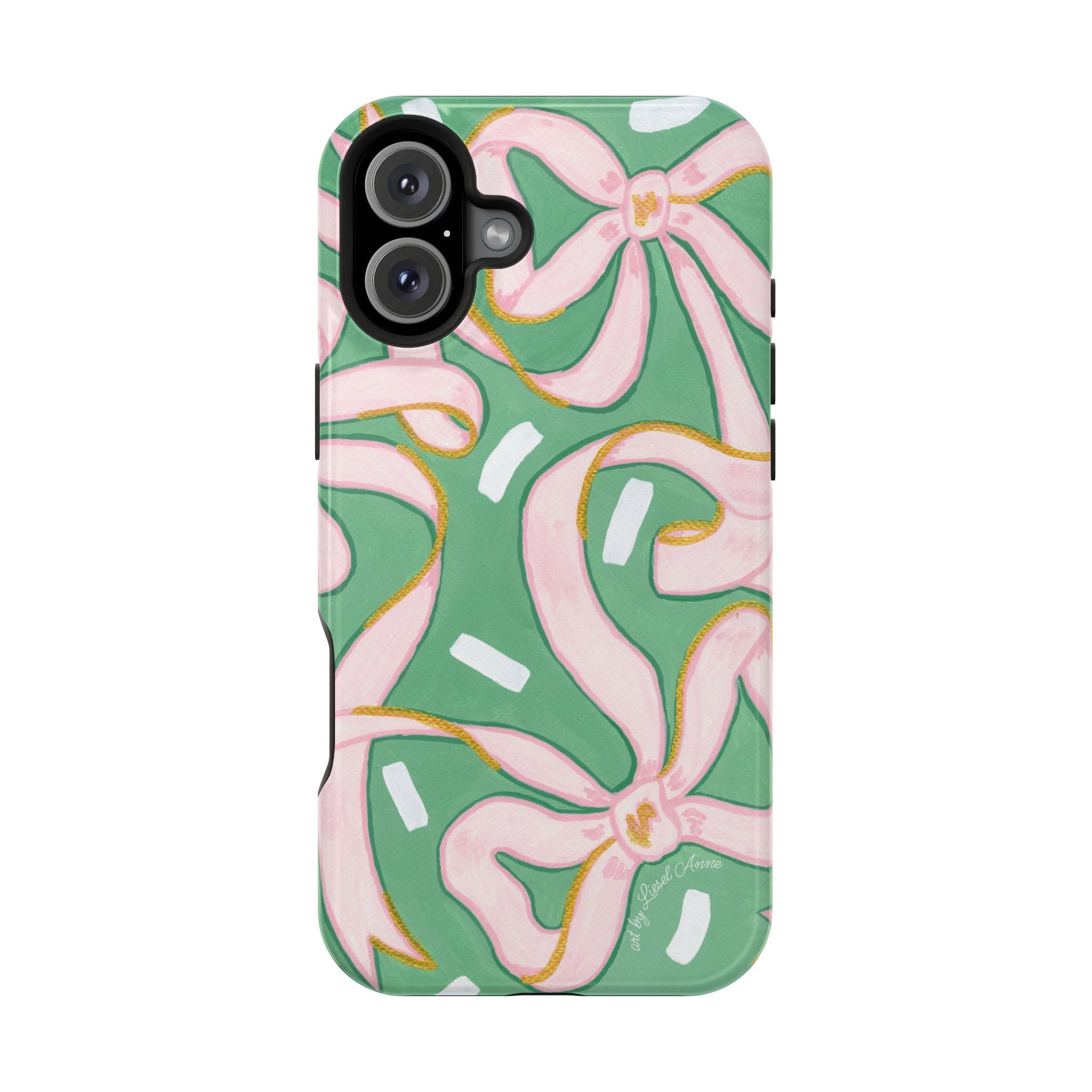 Pink & Green Bows MagSafe Tough Case [iPhone 13 - iPhone 16]