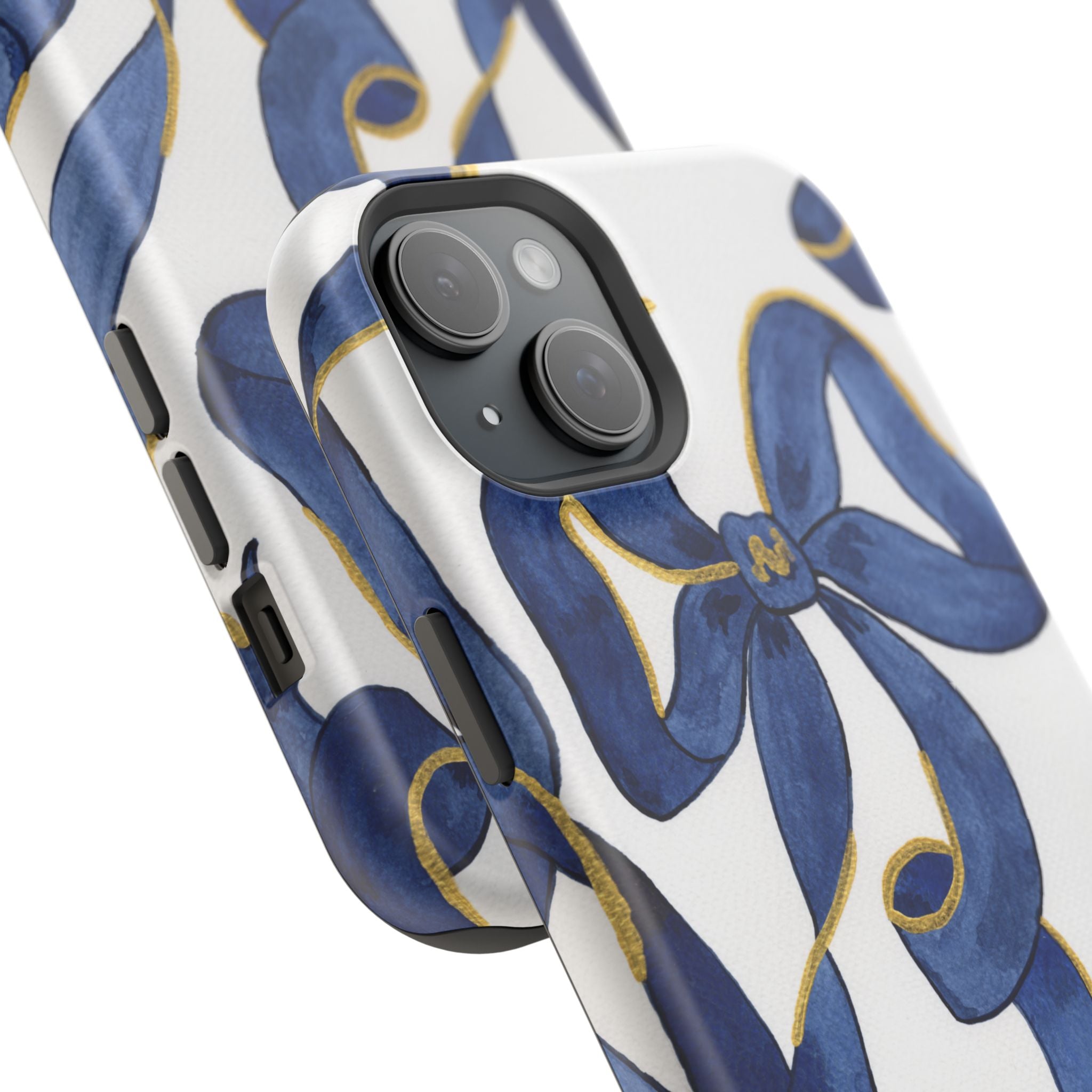 Navy Blue & White Bows MagSafe Tough Case [iPhone 13 - iPhone 16]