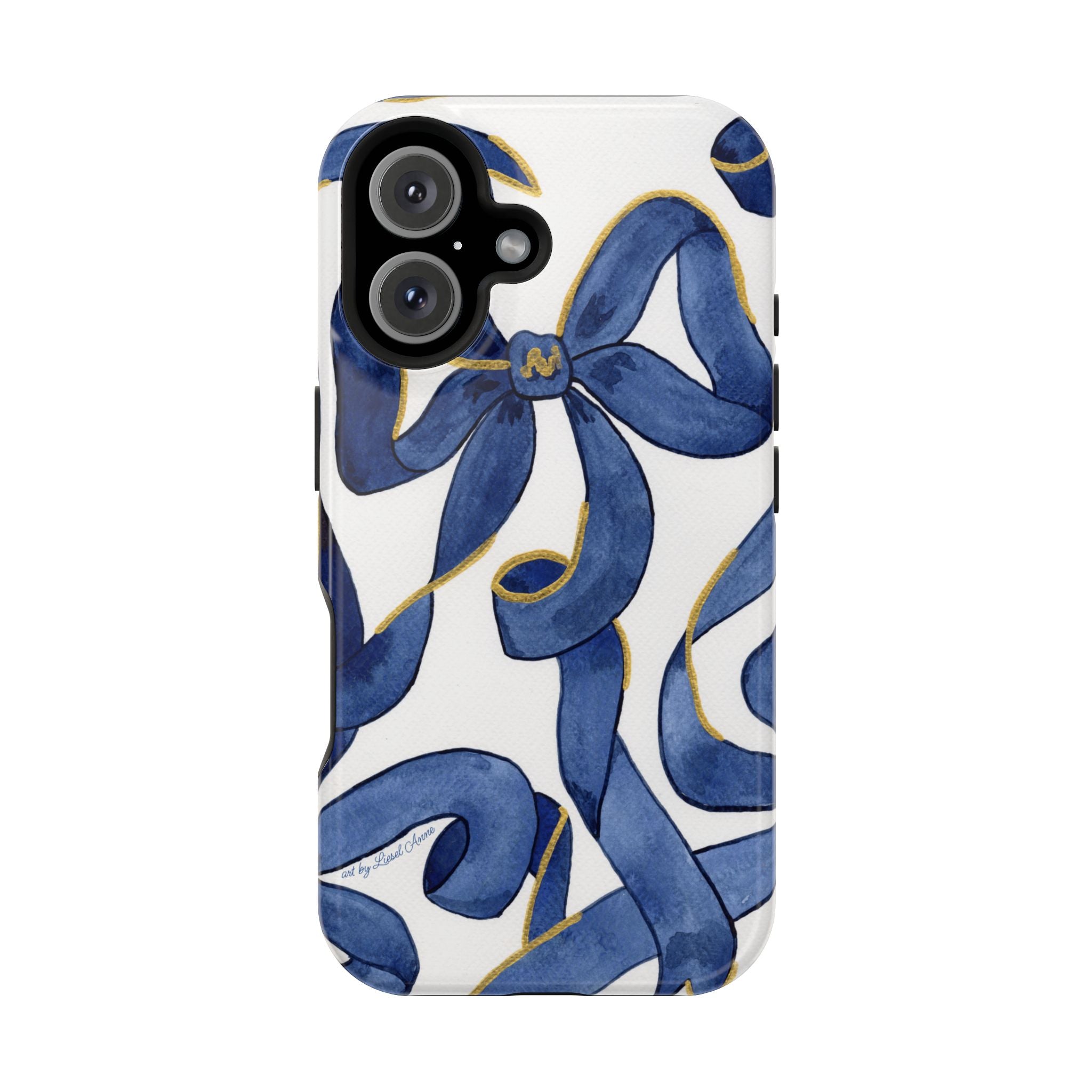 Navy Blue & White Bows MagSafe Tough Case [iPhone 13 - iPhone 16]