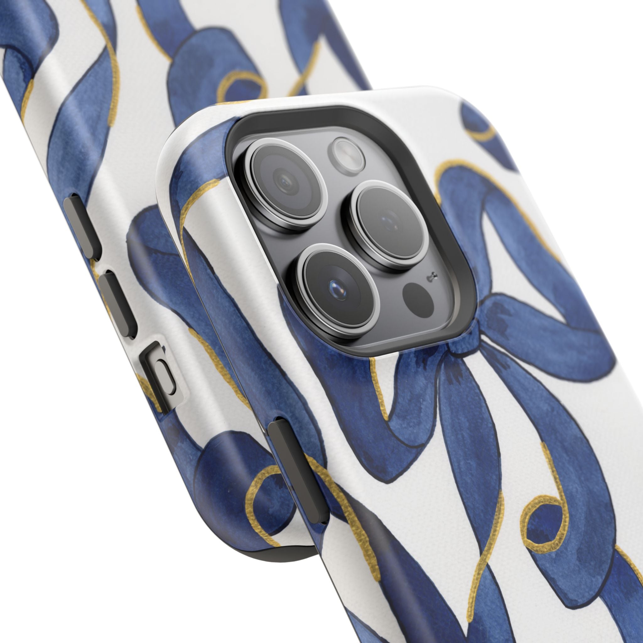 Navy Blue & White Bows MagSafe Tough Case [iPhone 13 - iPhone 16]