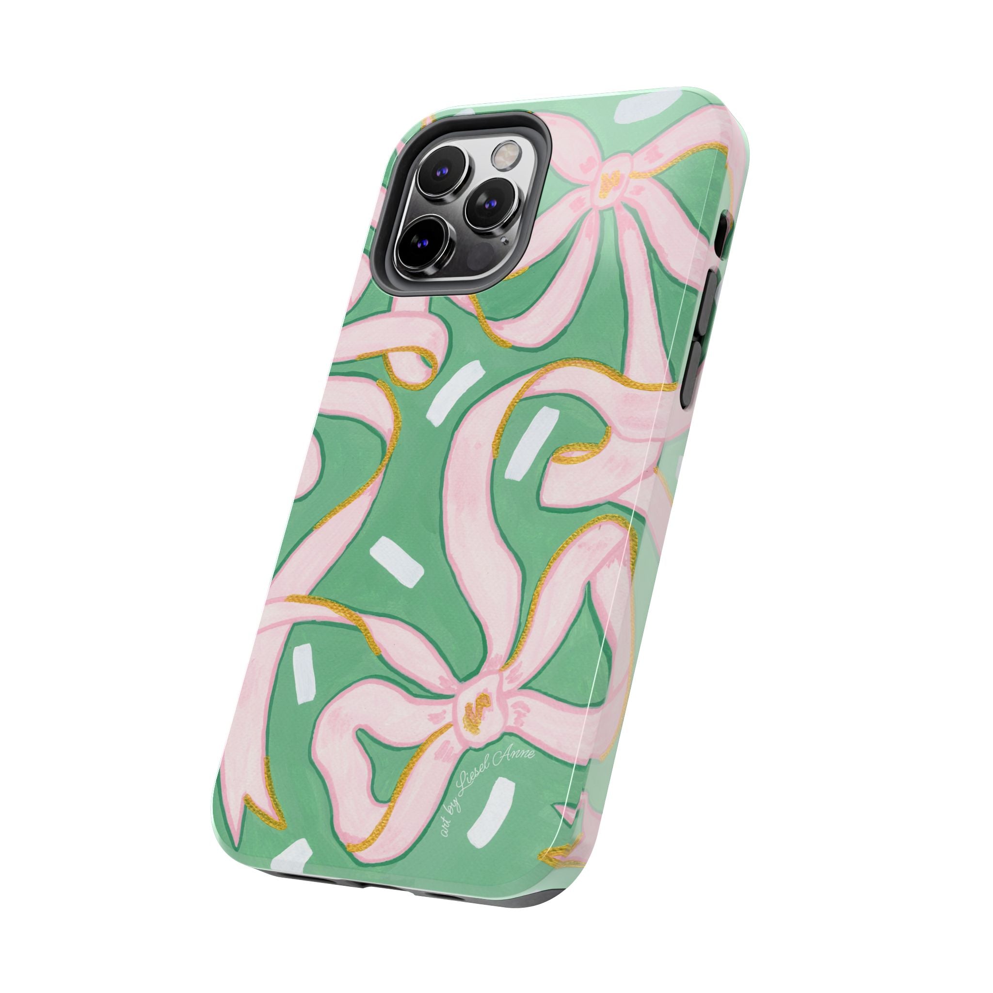 Pink and Green Bows Tough Case [iPhone 14 - iPhone 11]
