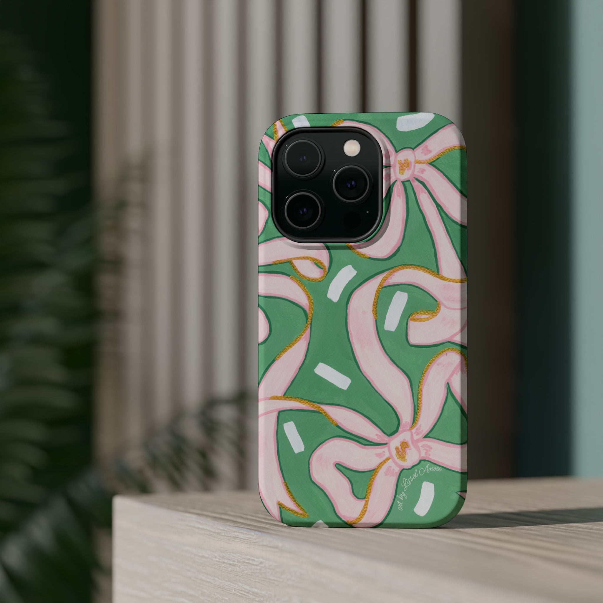 Pink & Green Bows MagSafe Tough Case [iPhone 13 - iPhone 16]