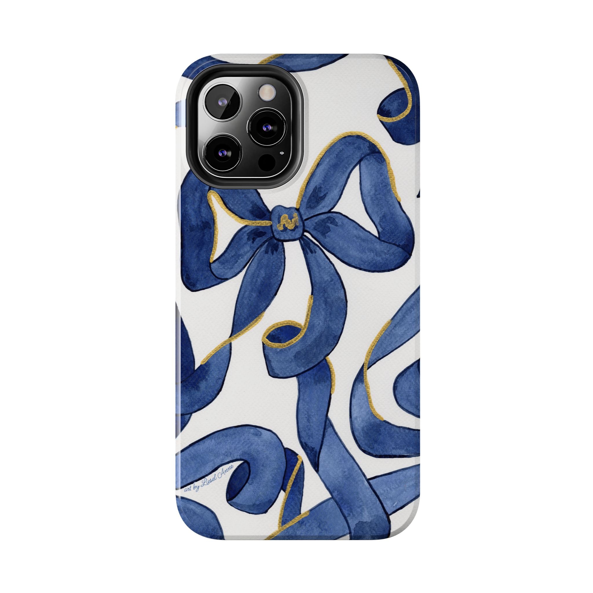 Navy Blue & White Bows Tough Case [iPhone 14 - iPhone 11]
