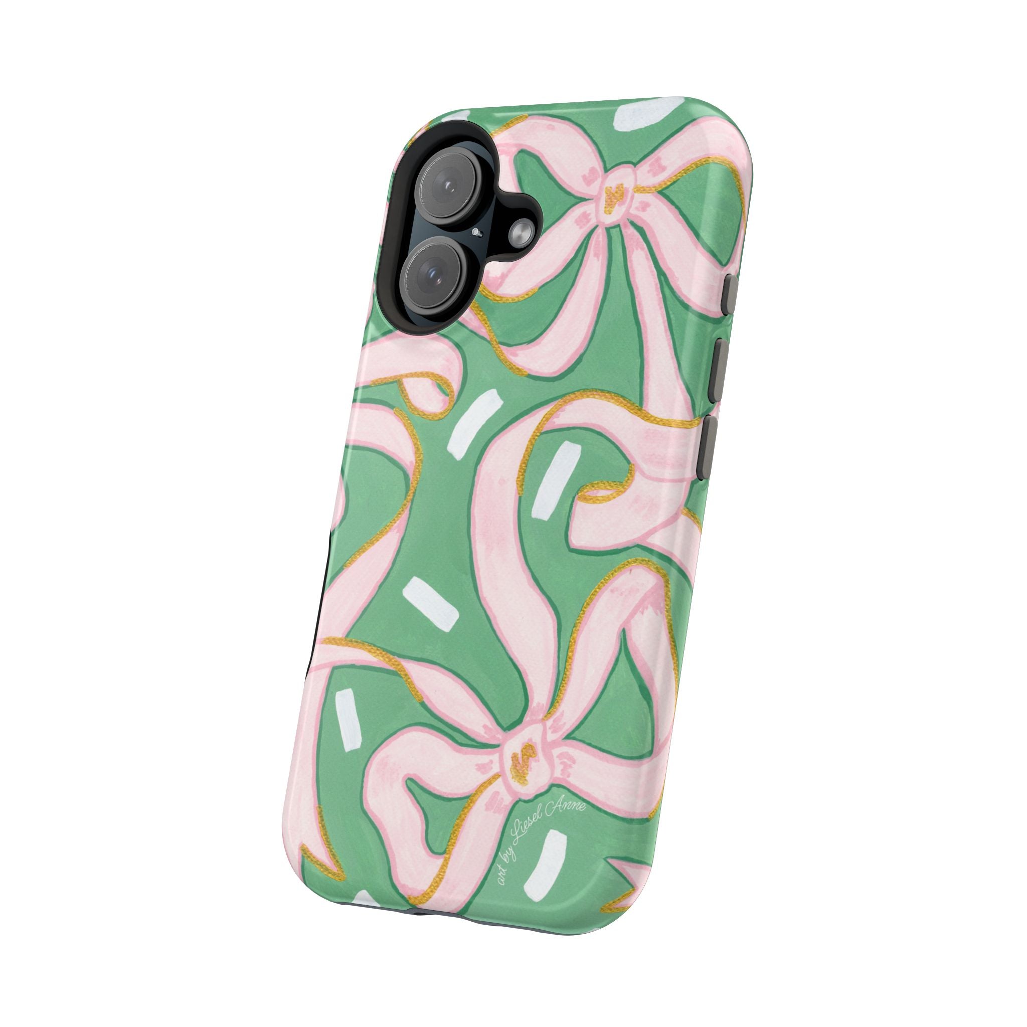 Pink & Green Bows MagSafe Tough Case [iPhone 13 - iPhone 16]