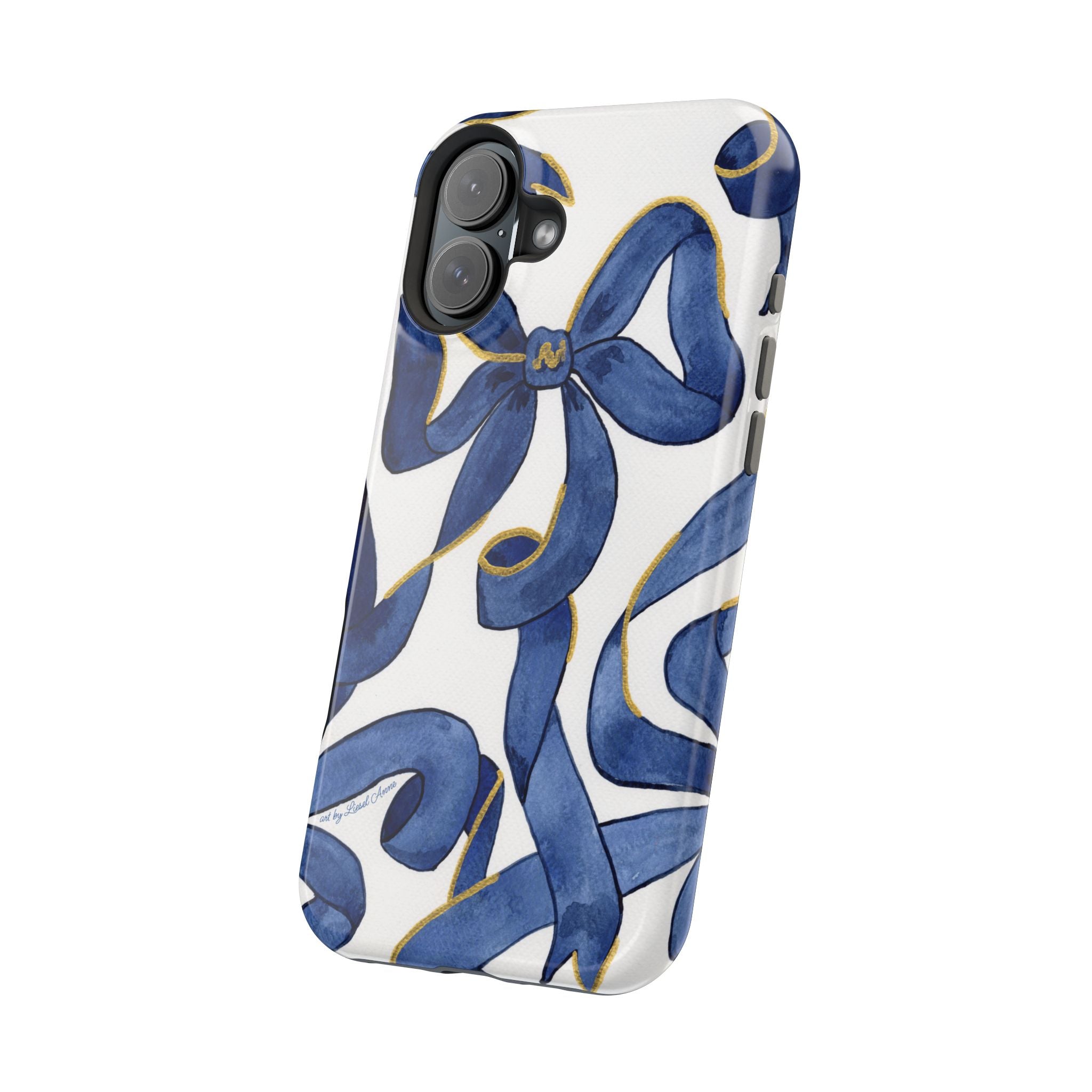 Navy Blue & White Bows MagSafe Tough Case [iPhone 13 - iPhone 16]