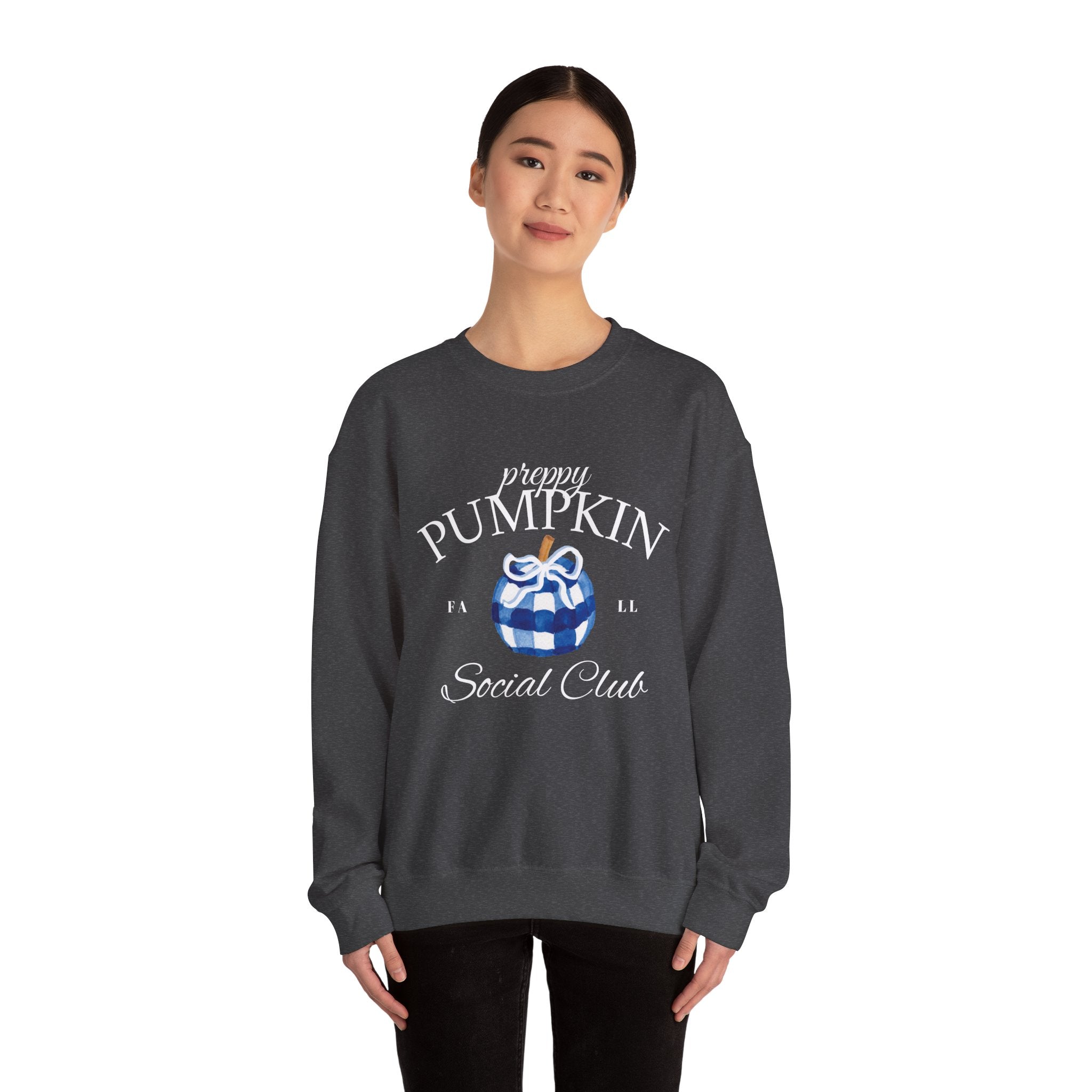 Preppy Pumpkin Sweatshirt [Cozy Fall Crewneck & Gingham Pumpkin]