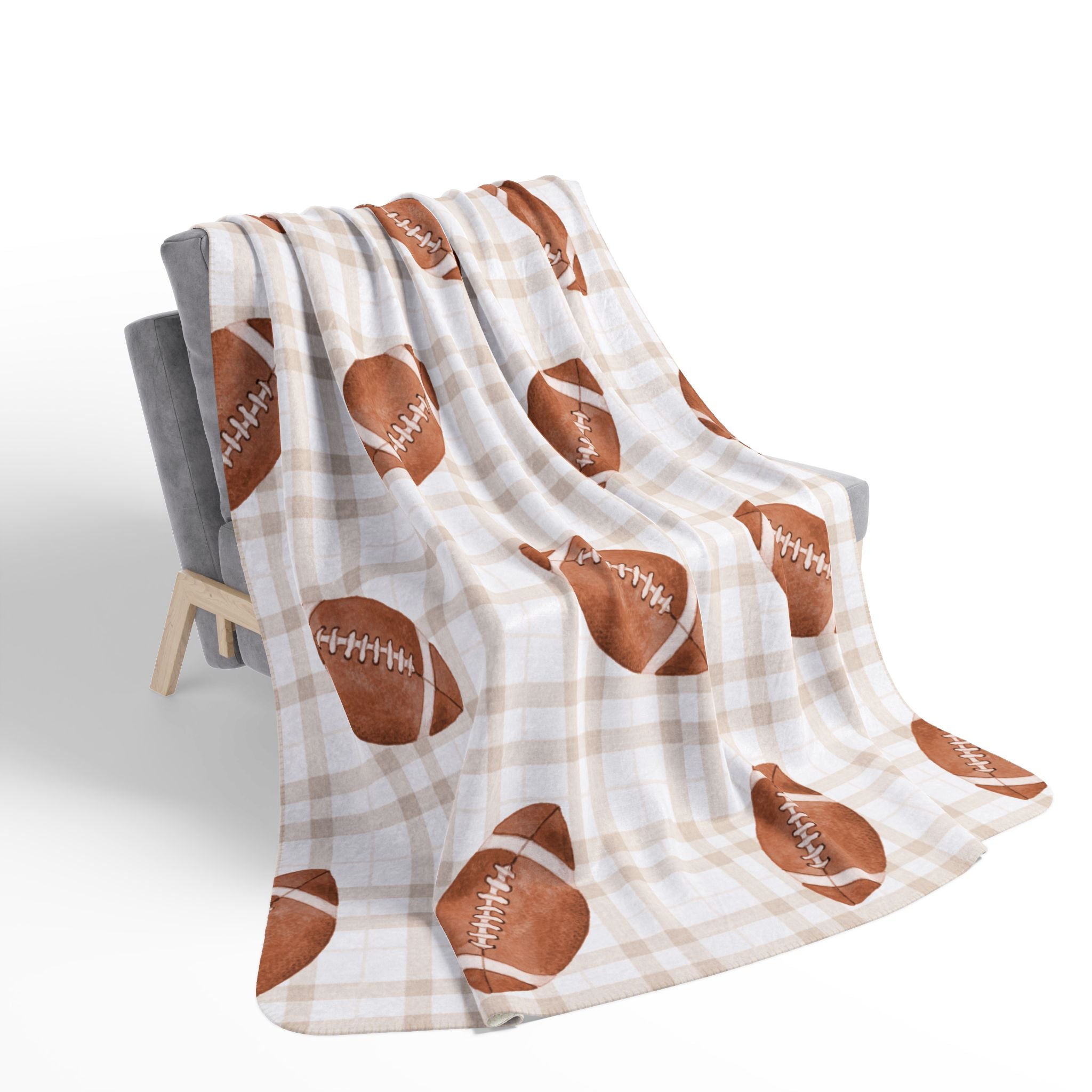 Football Game Day Sherpa Plaid Blanket