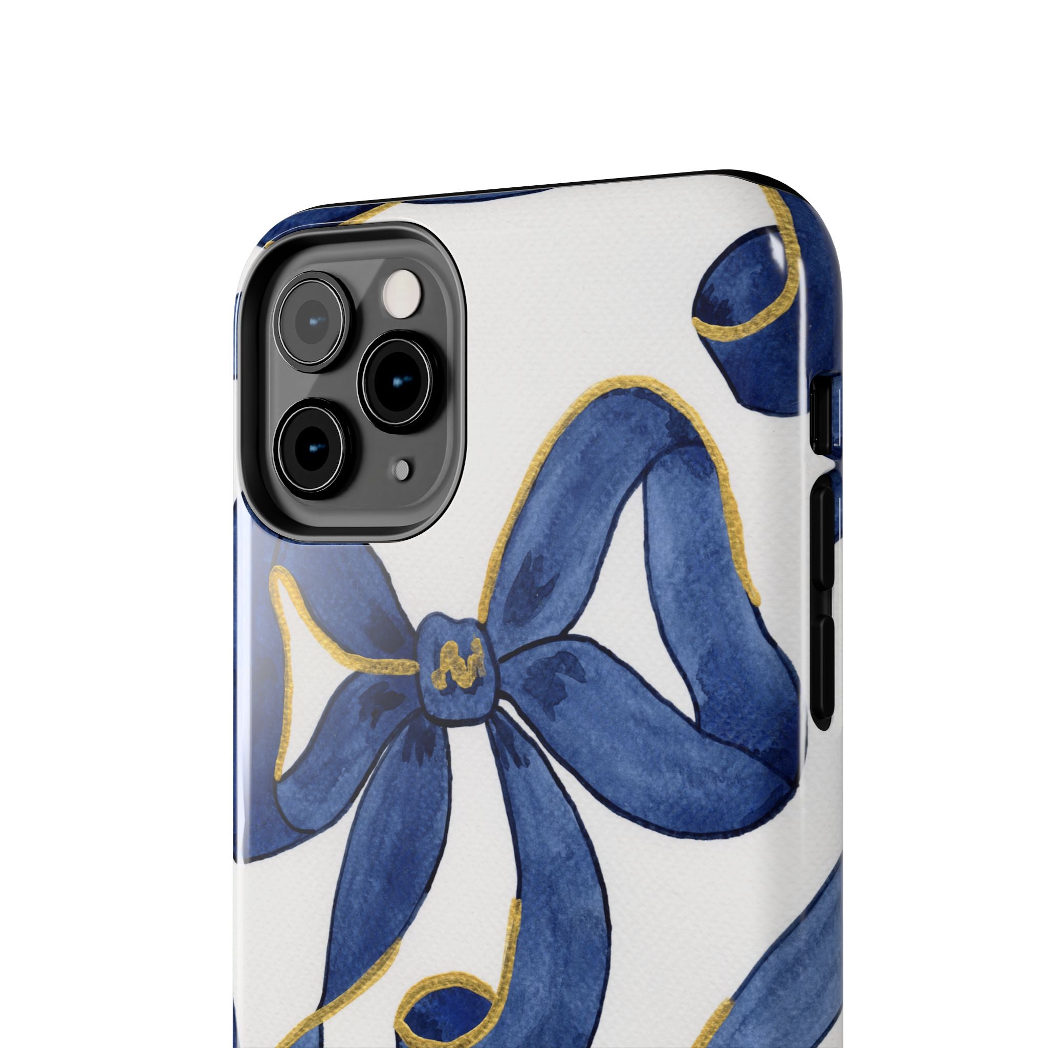 Navy Blue & White Bows Tough Case [iPhone 14 - iPhone 11]