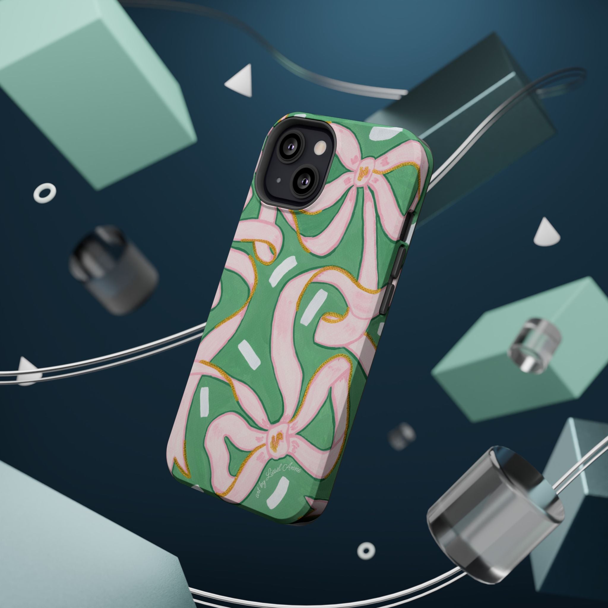 Pink & Green Bows MagSafe Tough Case [iPhone 13 - iPhone 16]