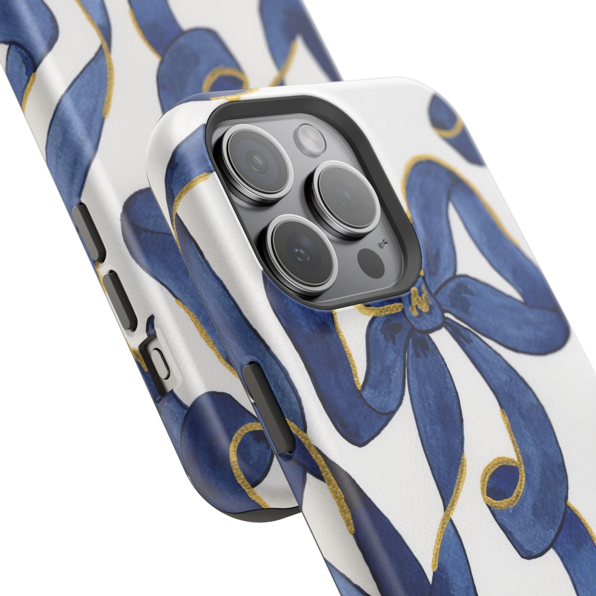 Navy Blue & White Bows MagSafe Tough Case [iPhone 13 - iPhone 16]