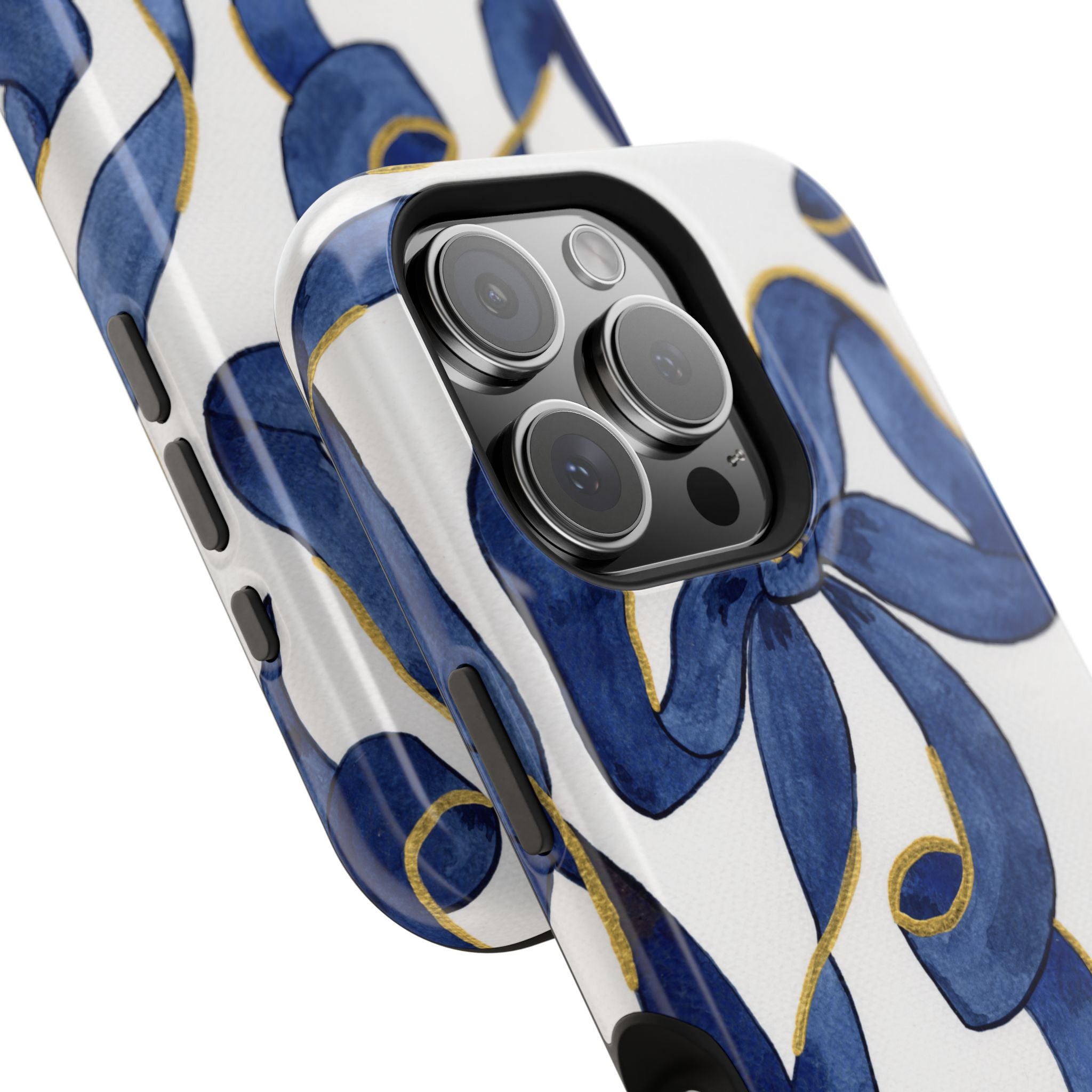 Navy Blue & White Bows MagSafe Tough Case [iPhone 13 - iPhone 16]