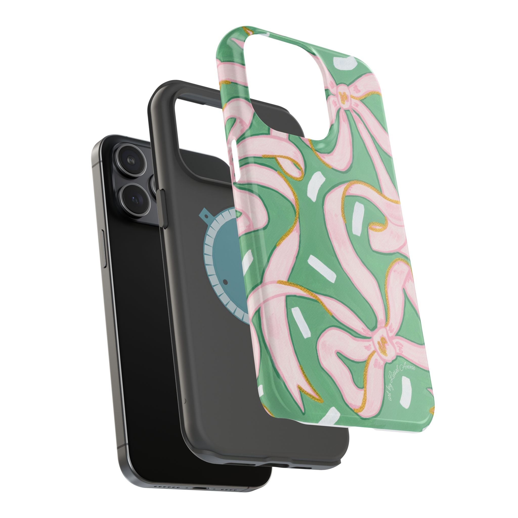 Pink & Green Bows MagSafe Tough Case [iPhone 13 - iPhone 16]
