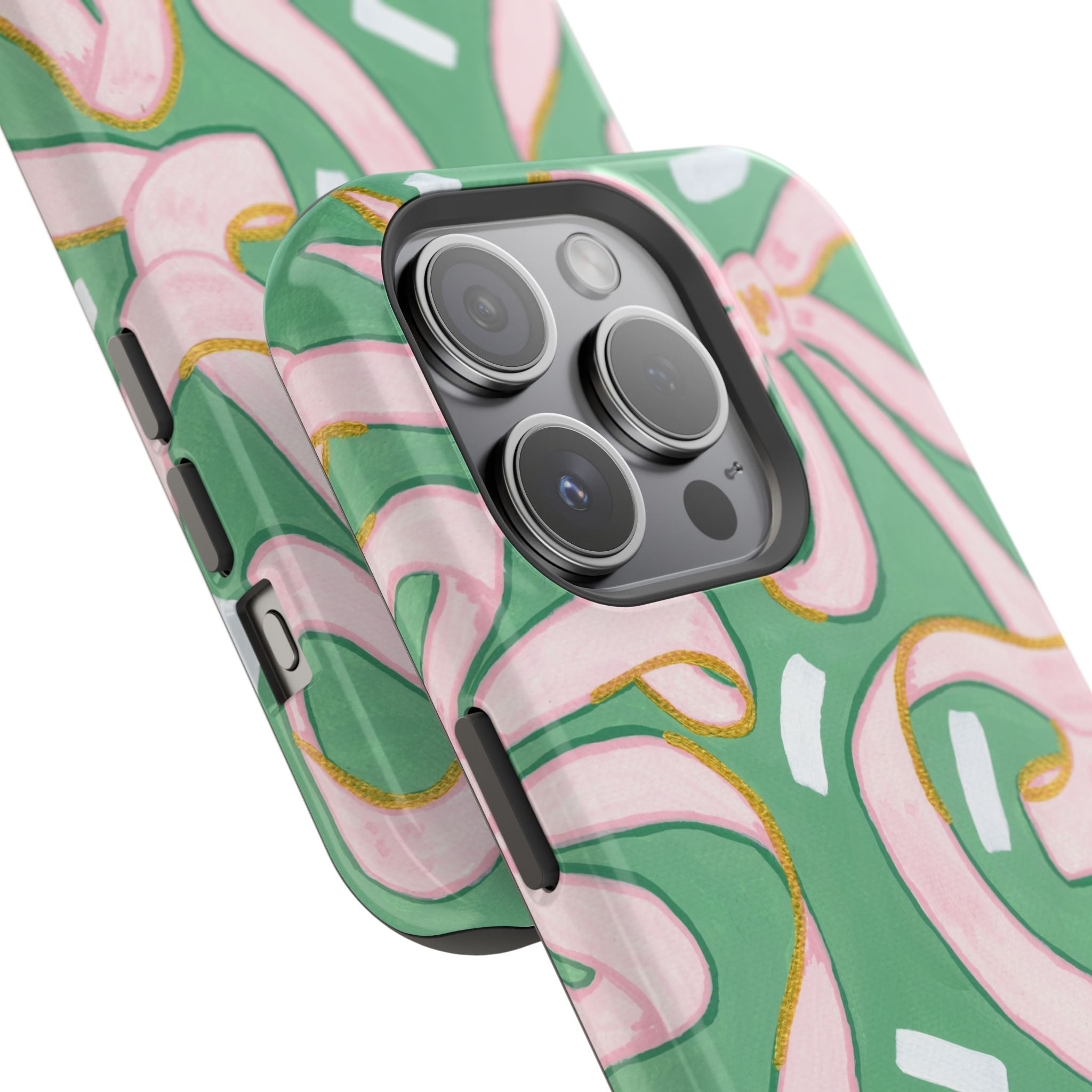 Pink & Green Bows MagSafe Tough Case [iPhone 13 - iPhone 16]