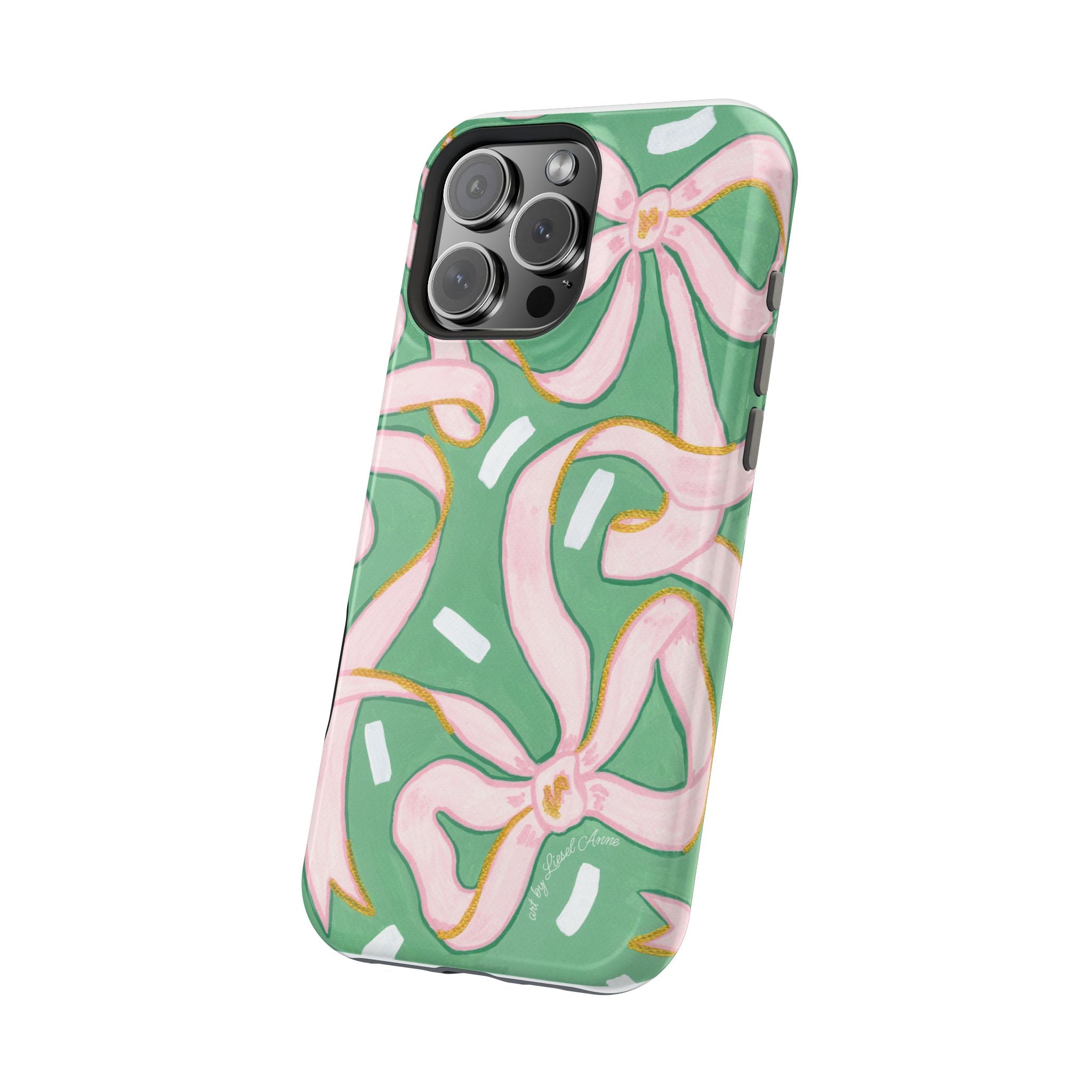 Pink & Green Bows MagSafe Tough Case [iPhone 13 - iPhone 16]