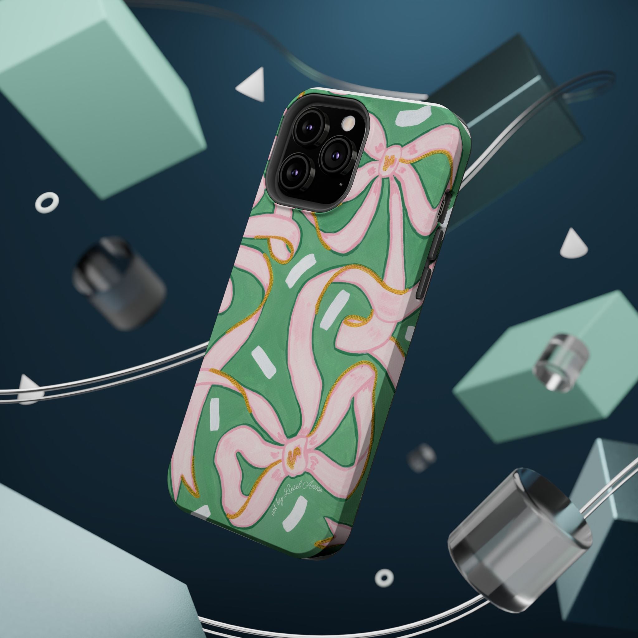 Pink & Green Bows MagSafe Tough Case [iPhone 13 - iPhone 16]