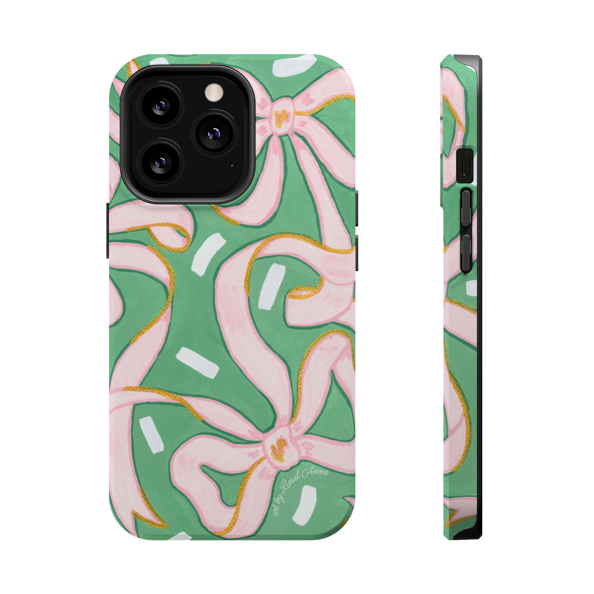 Pink & Green Bows MagSafe Tough Case [iPhone 13 - iPhone 16]