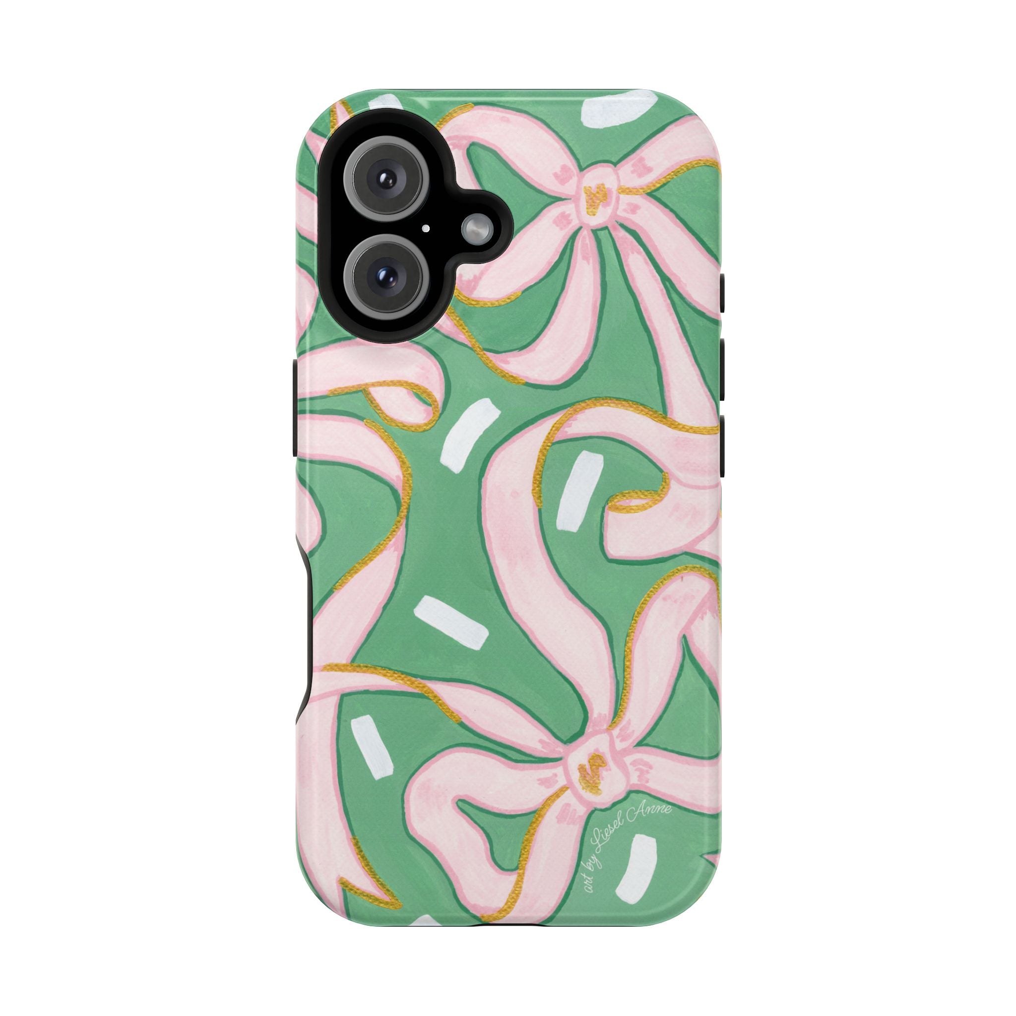 Pink & Green Bows MagSafe Tough Case [iPhone 13 - iPhone 16]