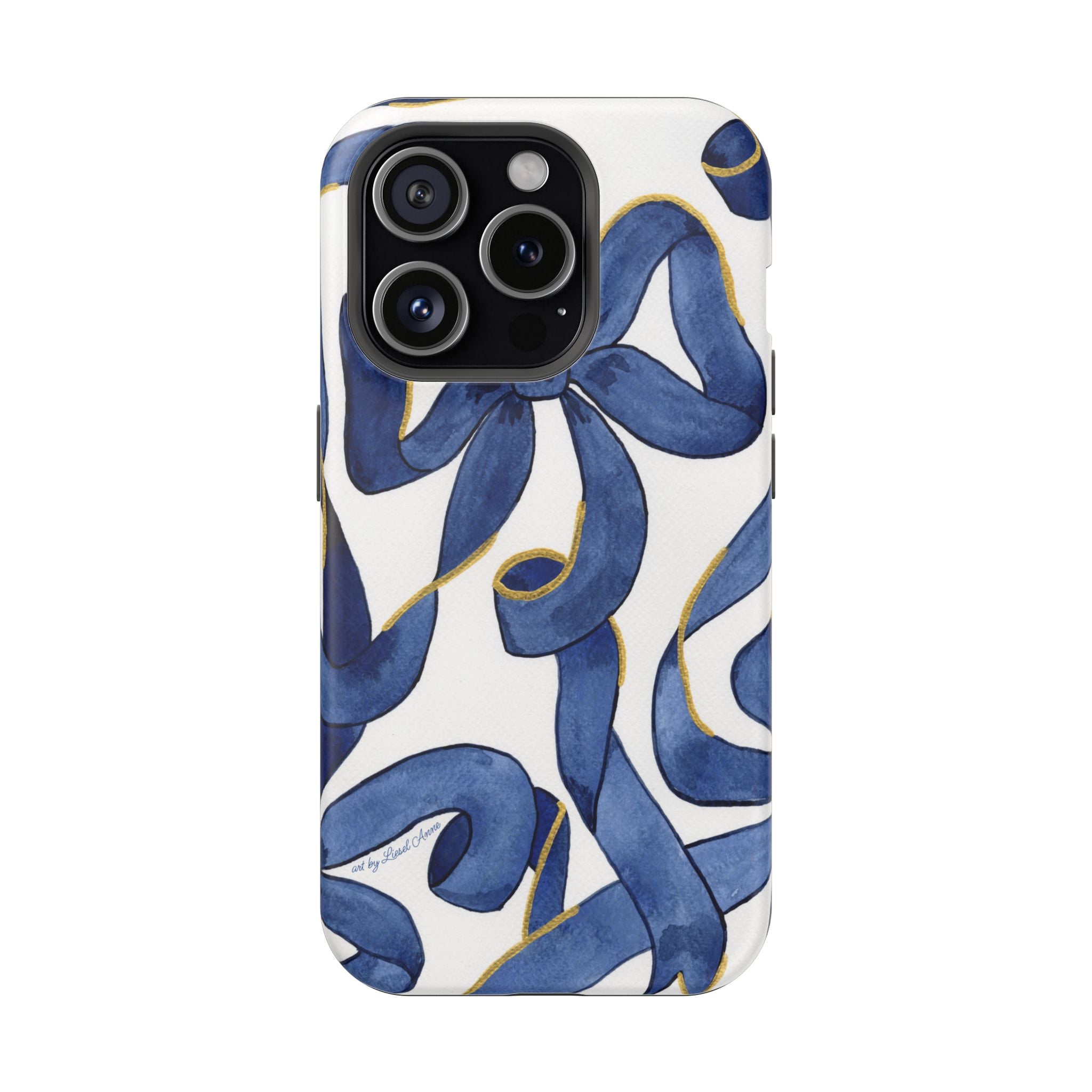 Navy Blue & White Bows MagSafe Tough Case [iPhone 13 - iPhone 16]