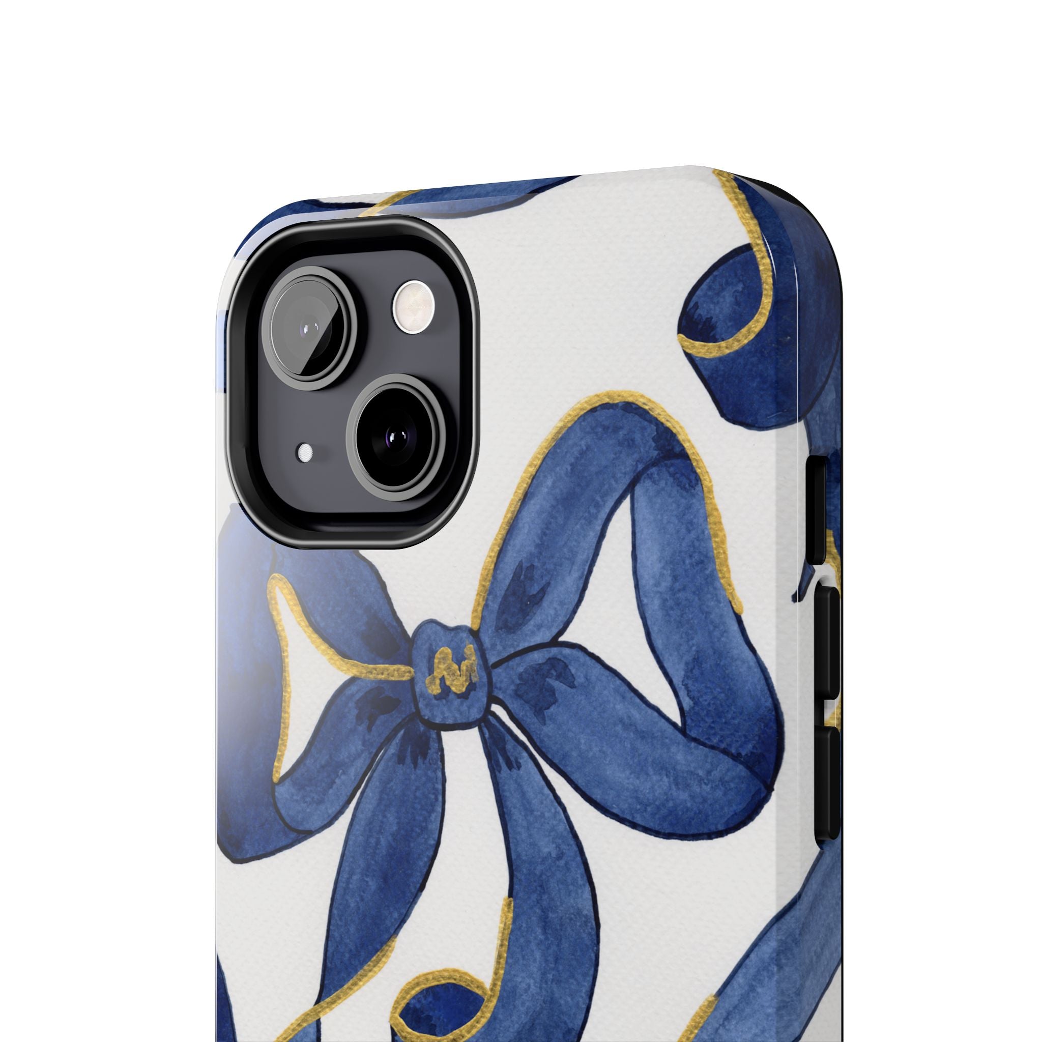 Navy Blue & White Bows Tough Case [iPhone 14 - iPhone 11]