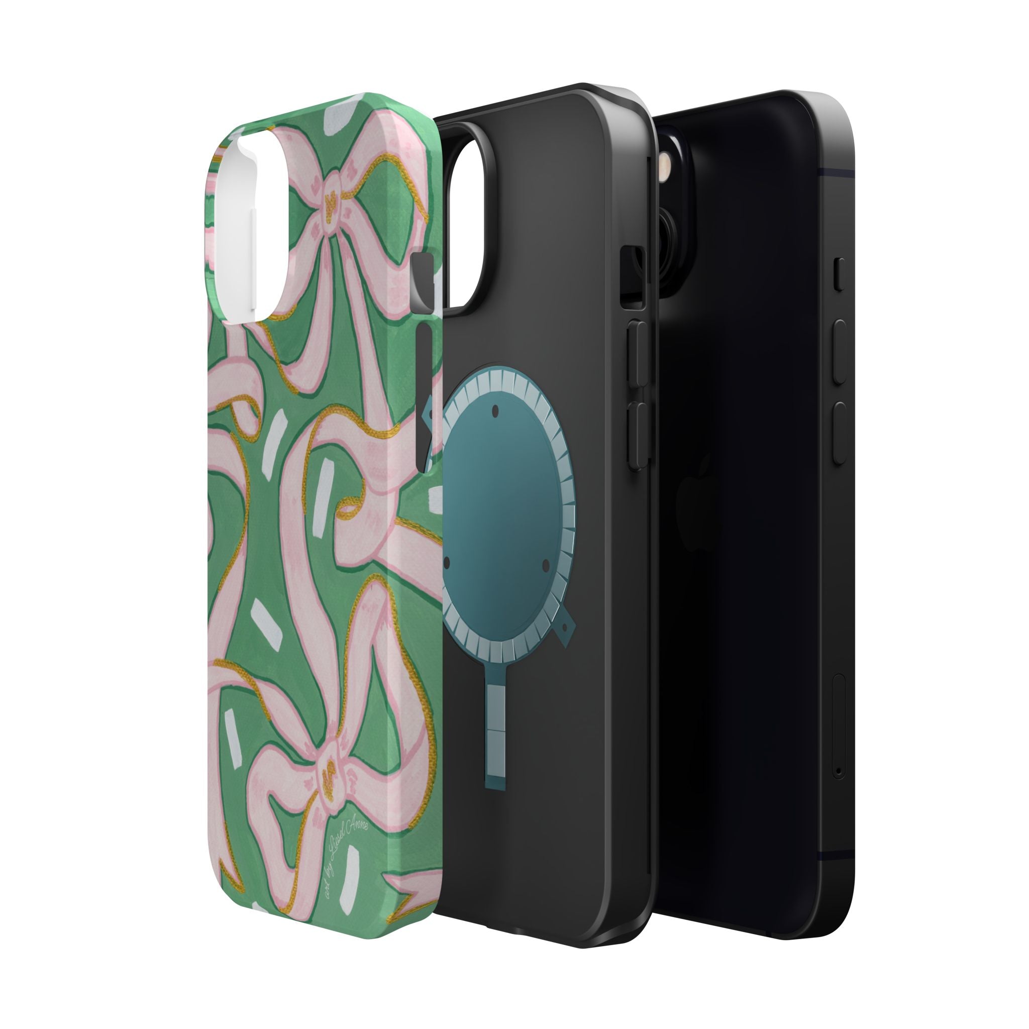 Pink & Green Bows MagSafe Tough Case [iPhone 13 - iPhone 16]