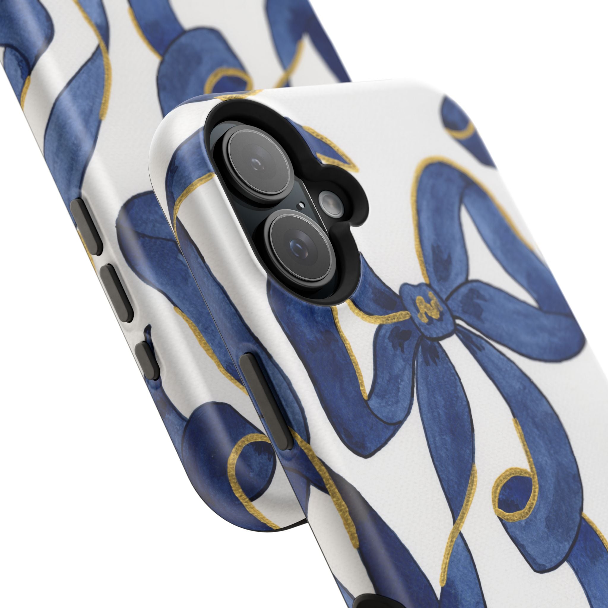 Navy Blue & White Bows MagSafe Tough Case [iPhone 13 - iPhone 16]