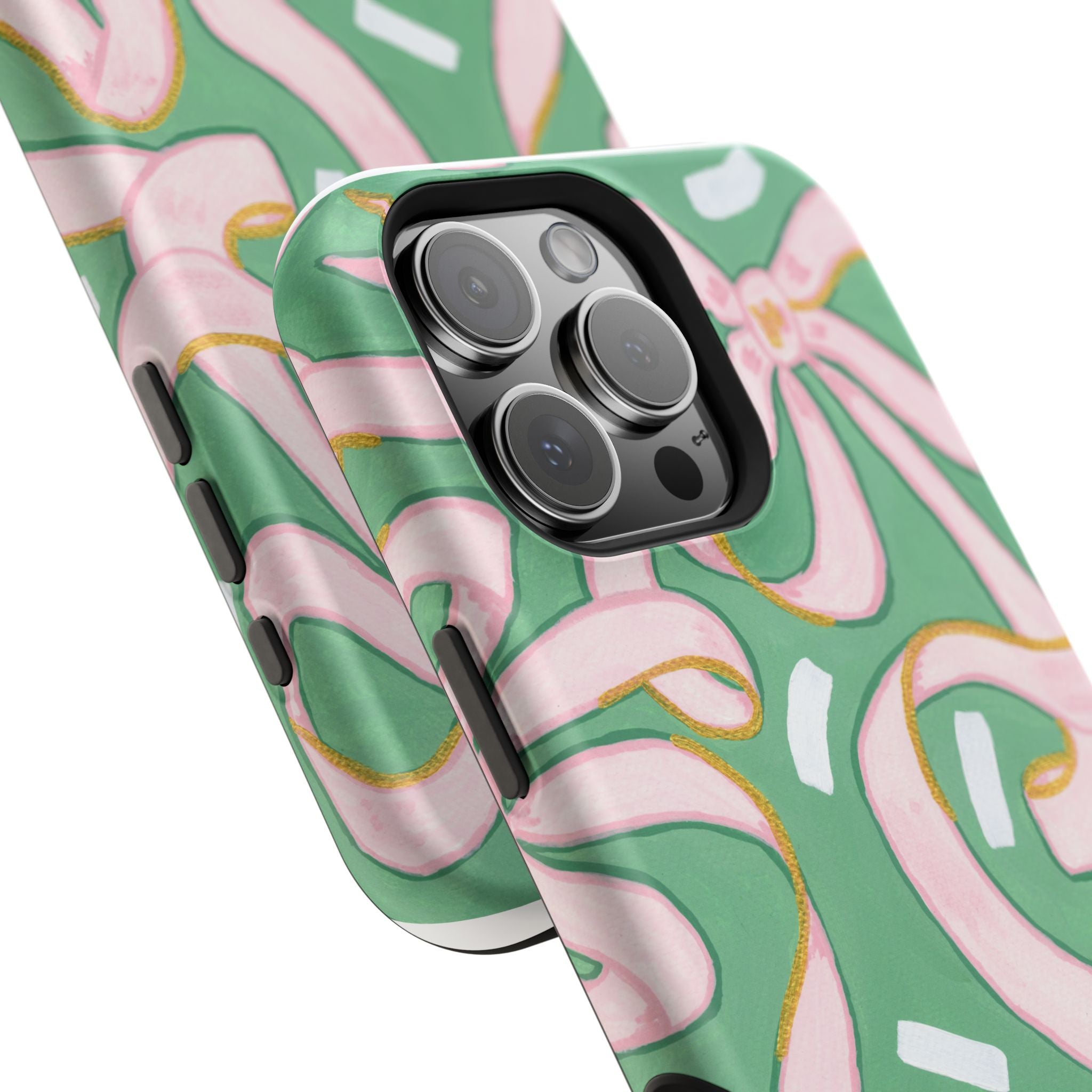 Pink & Green Bows MagSafe Tough Case [iPhone 13 - iPhone 16]
