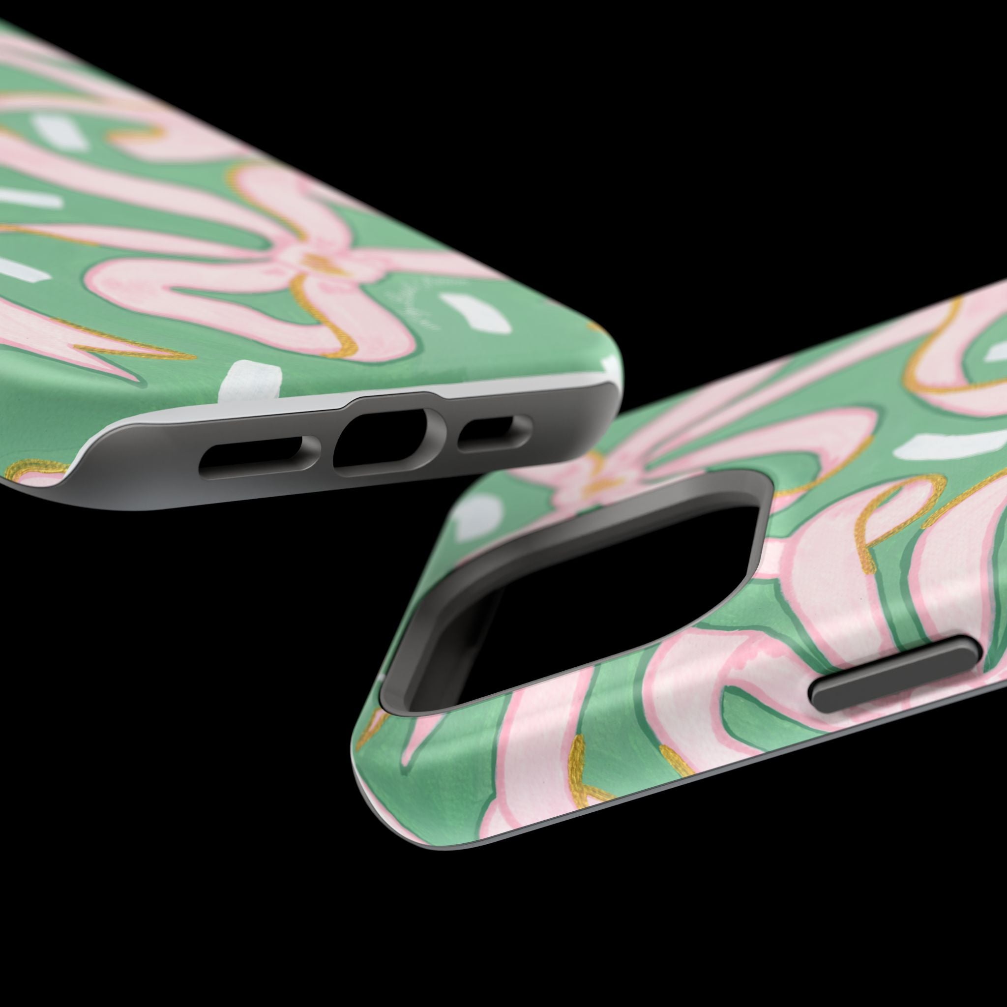 Pink & Green Bows MagSafe Tough Case [iPhone 13 - iPhone 16]