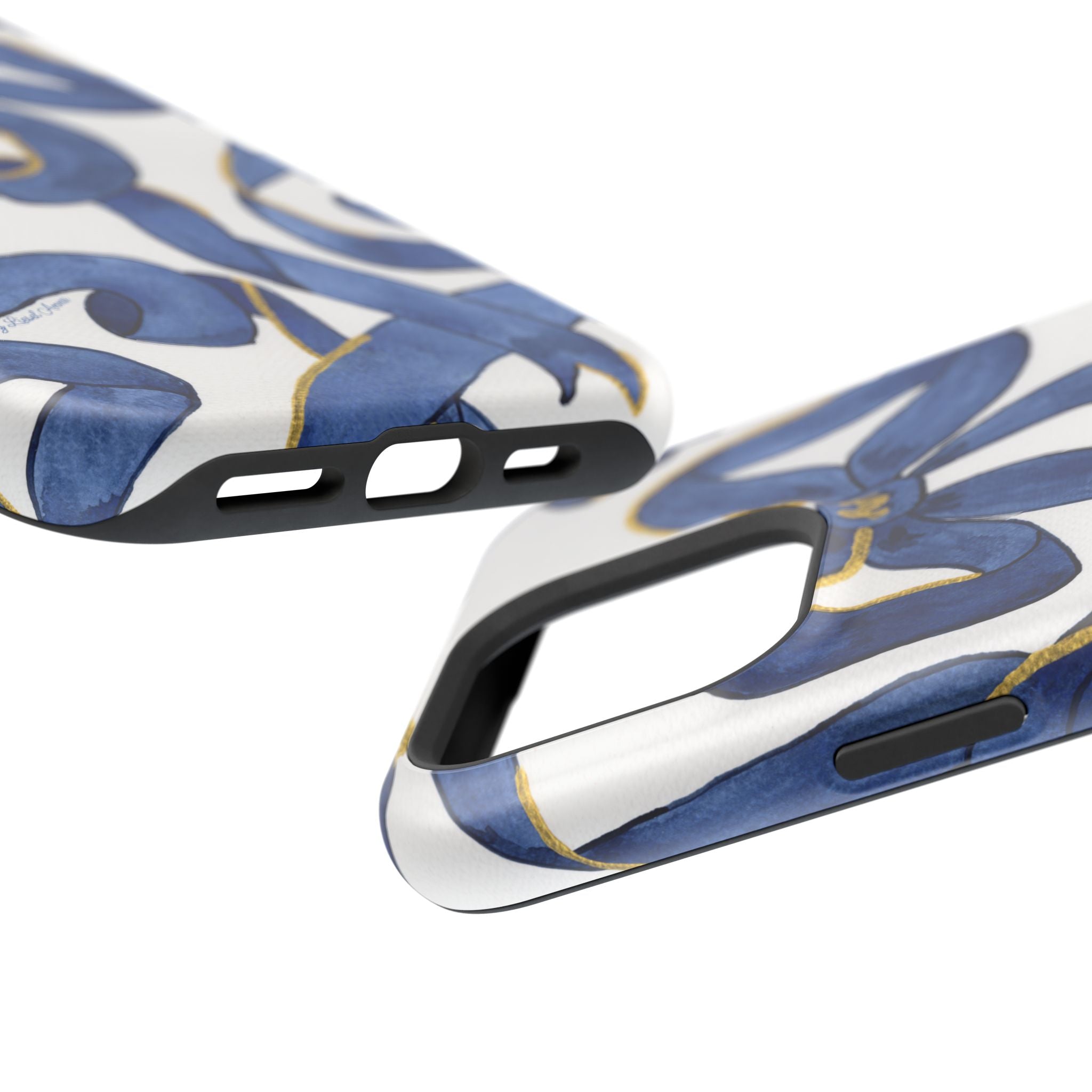 Navy Blue & White Bows MagSafe Tough Case [iPhone 13 - iPhone 16]