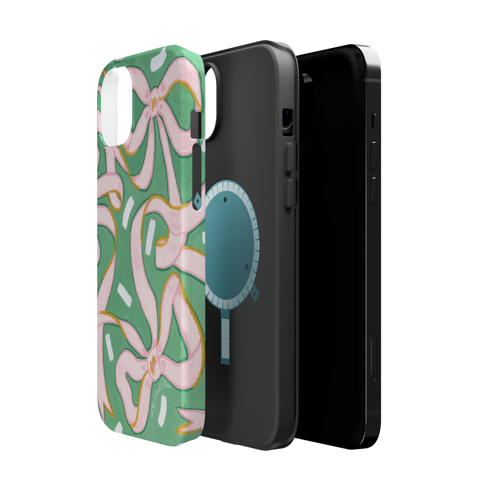 Pink & Green Bows MagSafe Tough Case [iPhone 13 - iPhone 16]