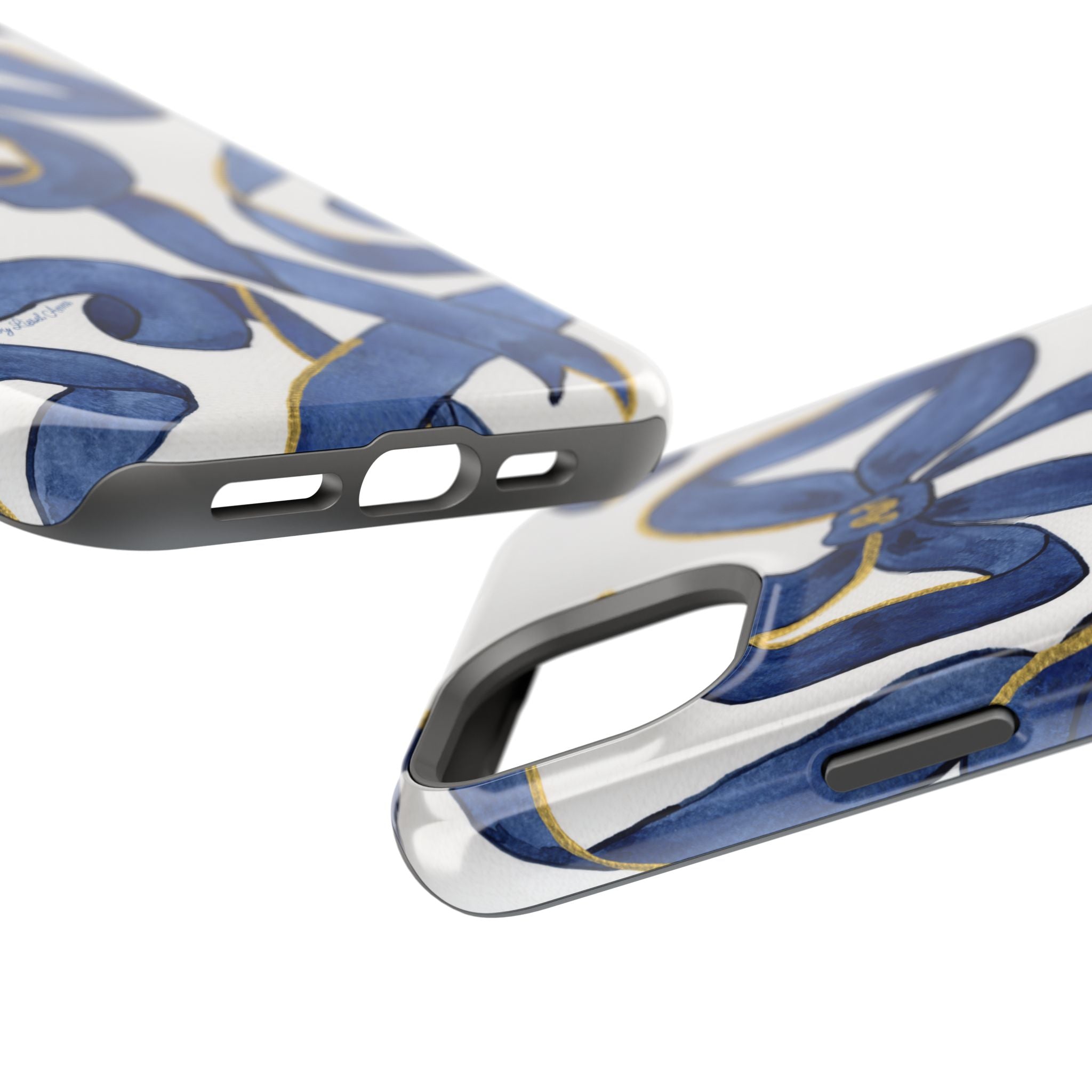 Navy Blue & White Bows MagSafe Tough Case [iPhone 13 - iPhone 16]