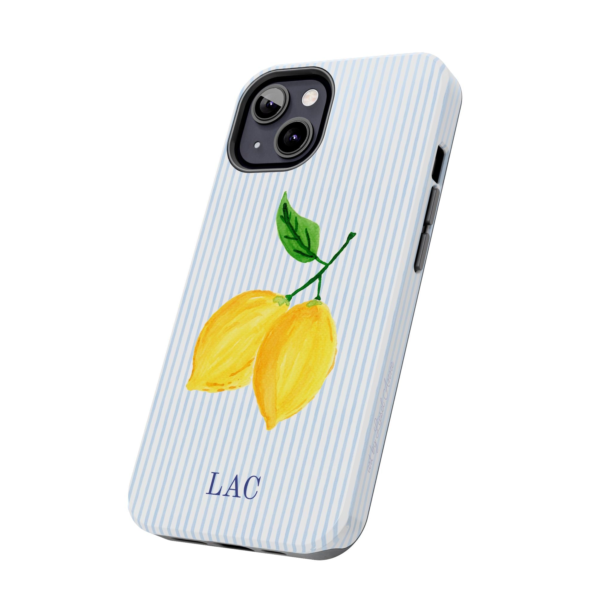 Lemon Stripe Monogrammed Tough Case [iPhone 14 - iPhone 11]