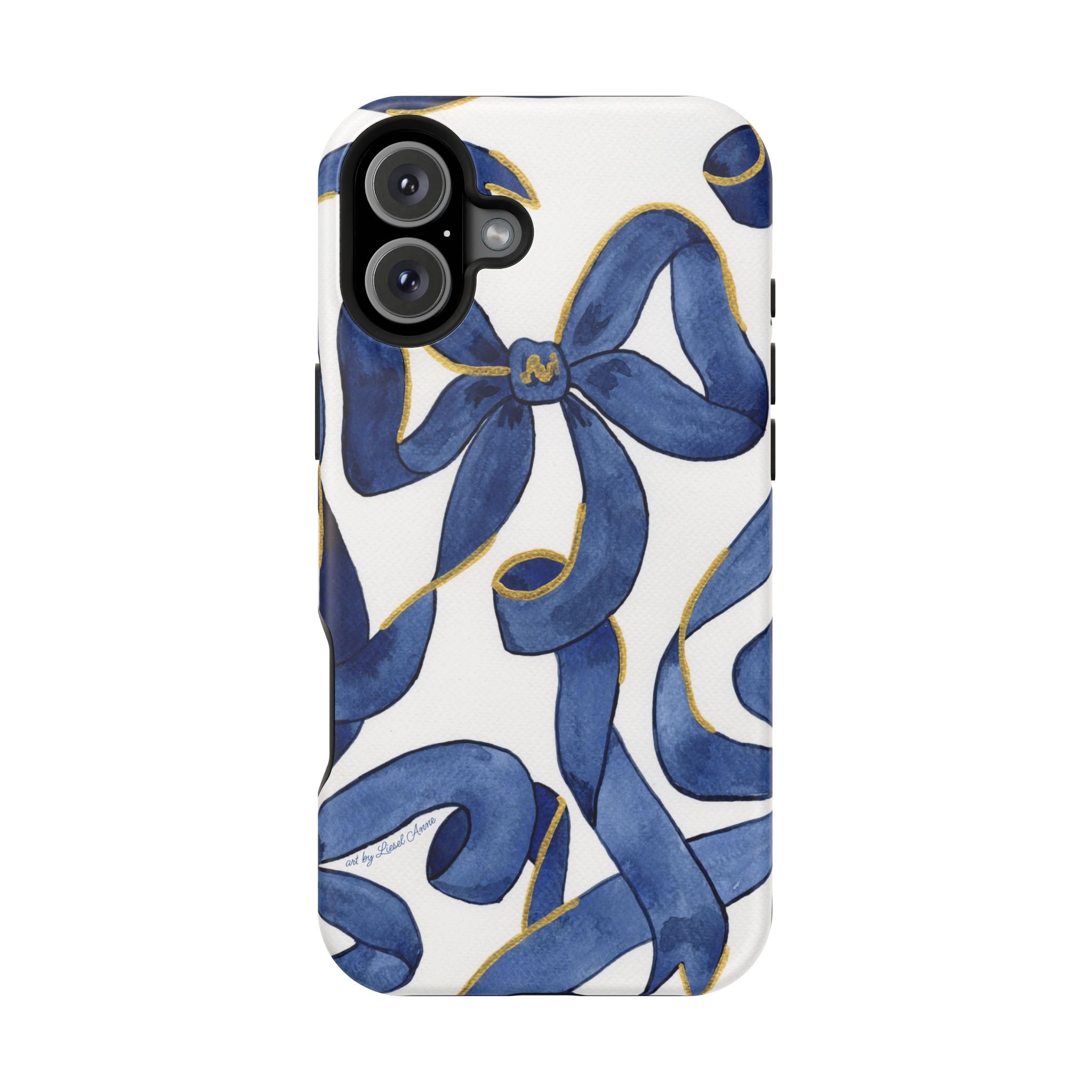 Navy Blue & White Bows MagSafe Tough Case [iPhone 13 - iPhone 16]